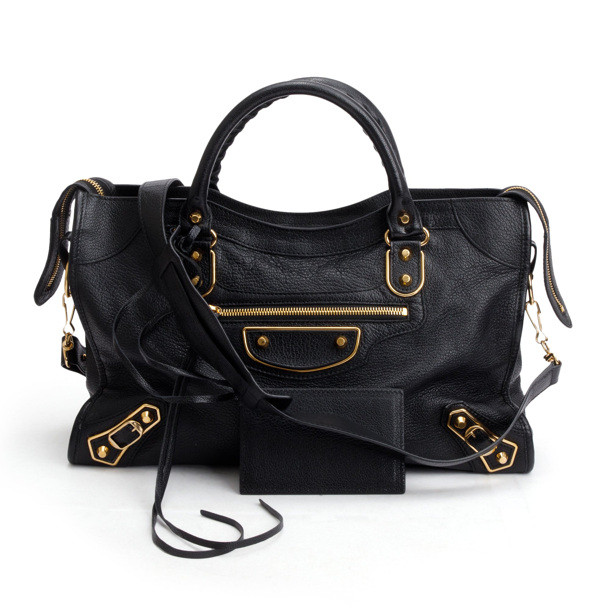 Balenciaga Black Chevre Leather Metallic Edge City Bag