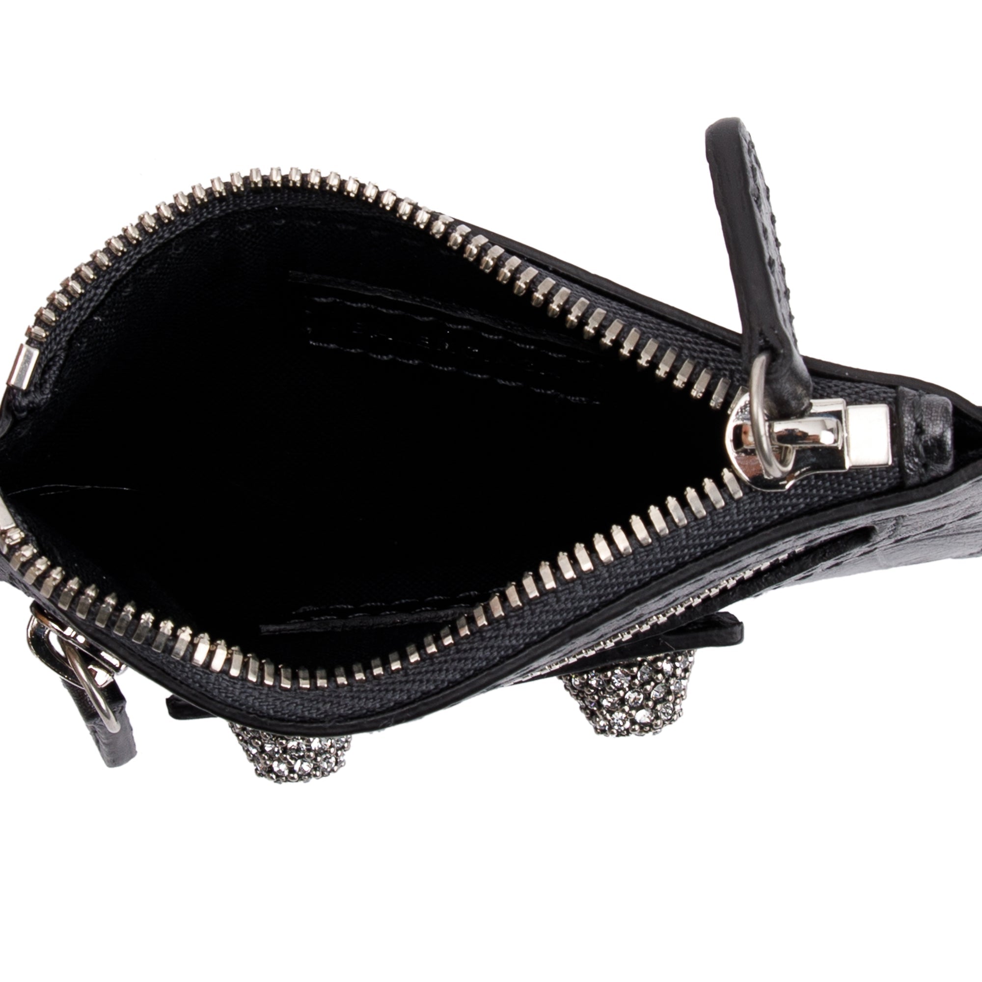 Balenciaga Black Croc-Embossed Arena Leather Rhinestones Le Cagole Small Shoulder Bag