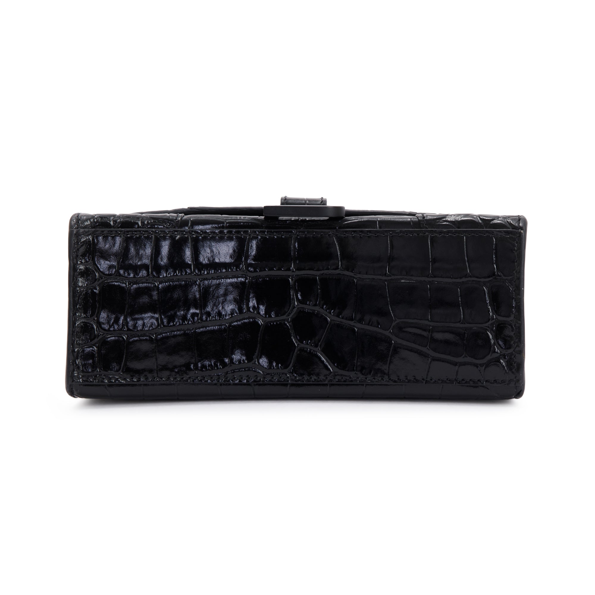 Balenciaga Black Croc-Embossed Hourglass XS Top Handle Bag
