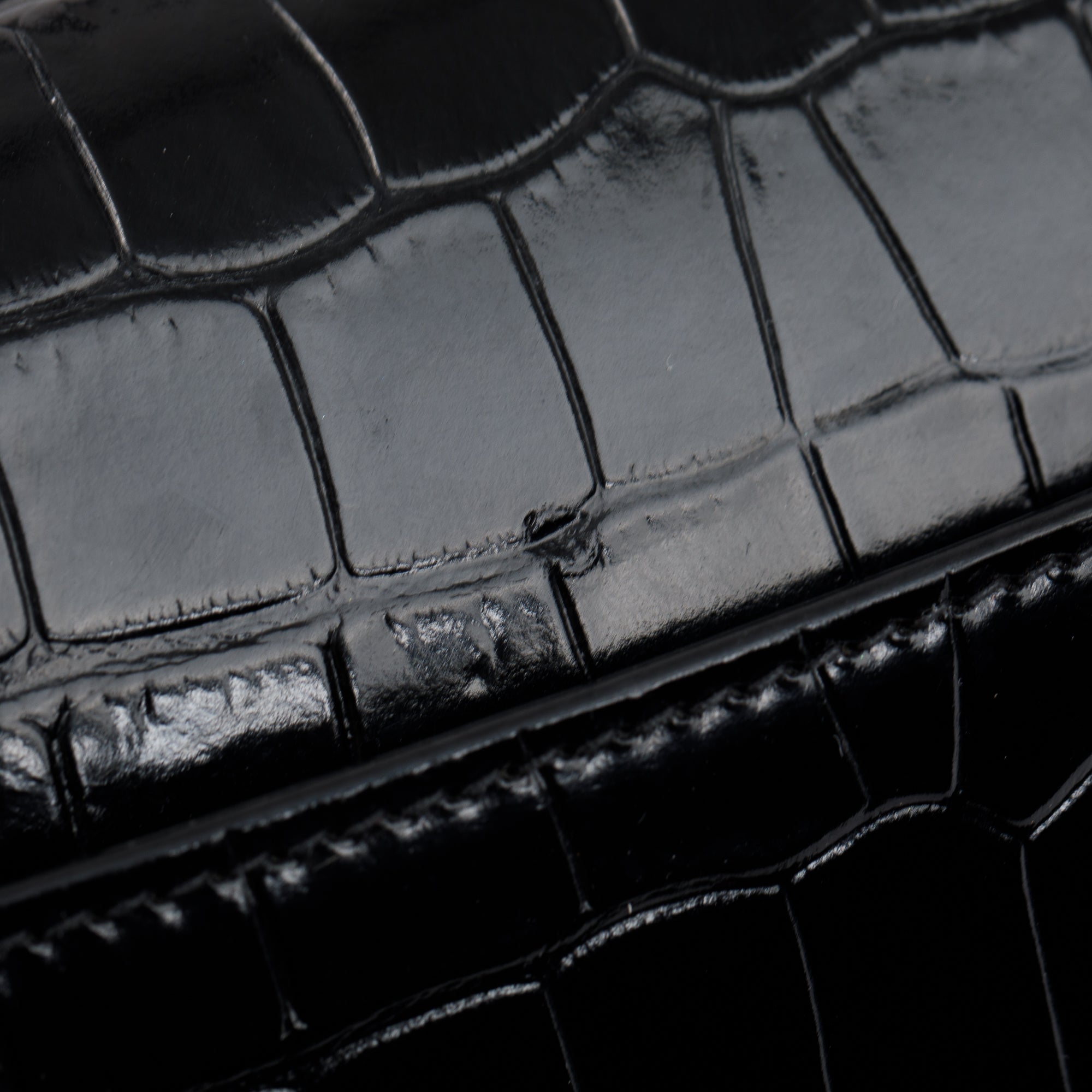 Balenciaga Black Croc-Embossed Leather Small Hourglass Top Handle Bag w/ Strap