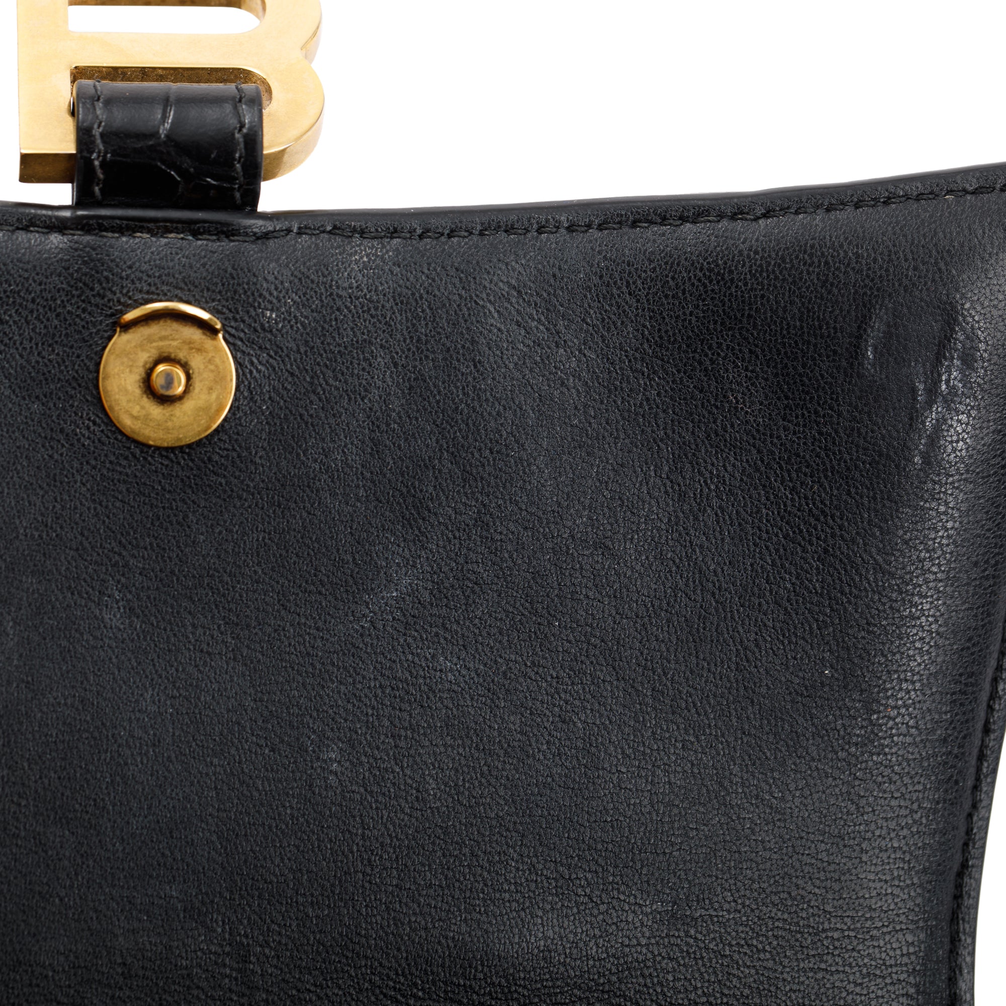 Balenciaga Black Croc-Embossed Leather Small Hourglass Top Handle Bag w/ Strap