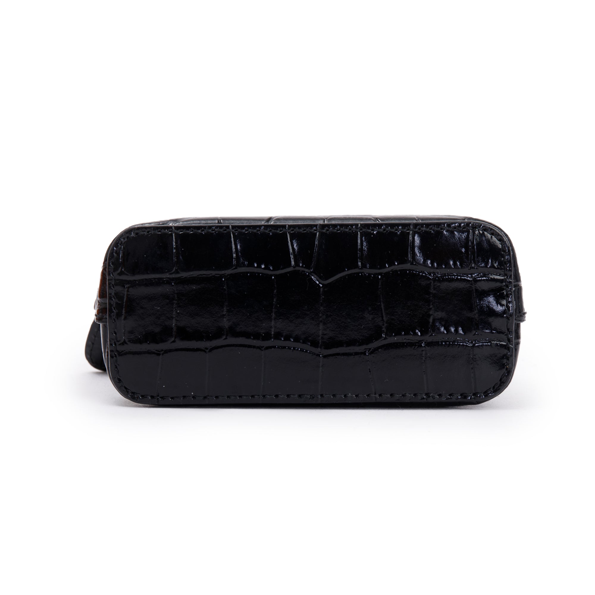 Balenciaga Black Crocodile Embossed Ville Mini Top Handle Bag w/ Strap