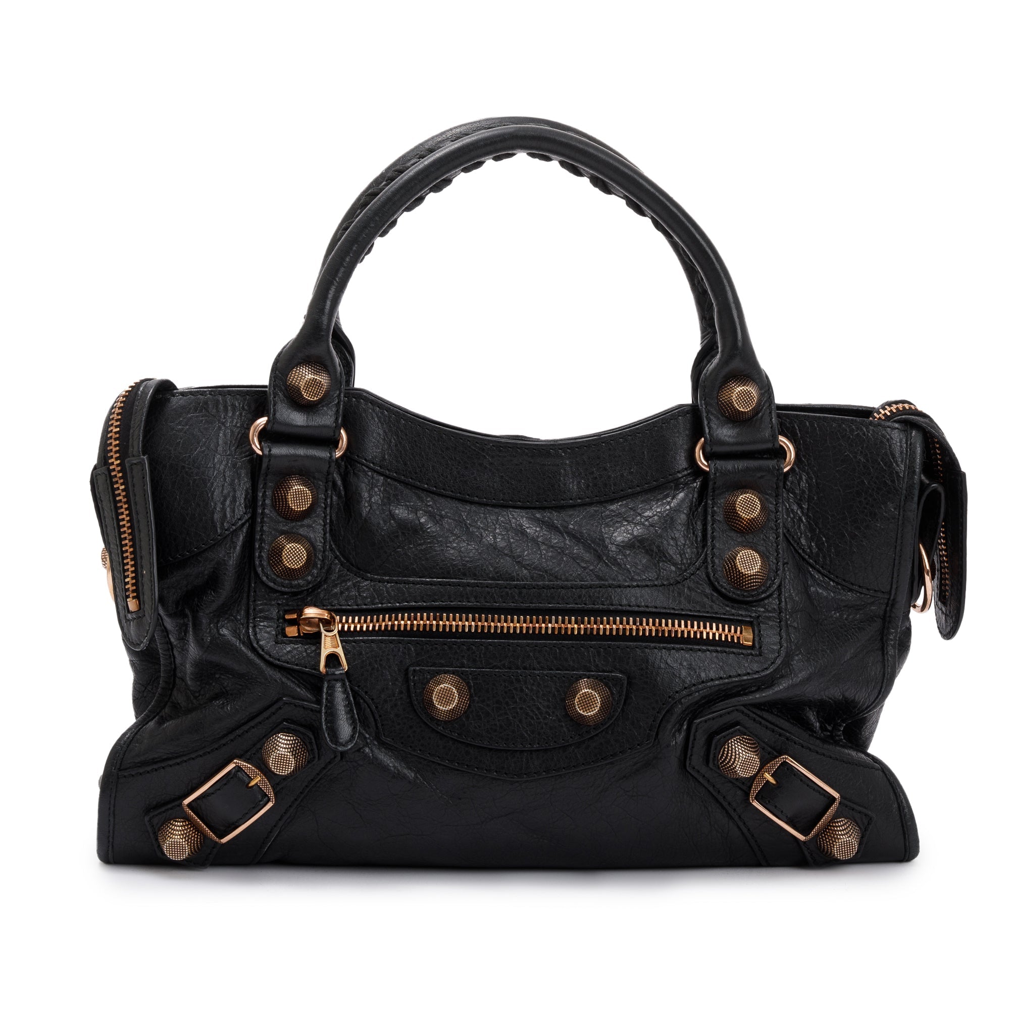 Balenciaga Black Distressed Arena Leather Giant 21 City Bag