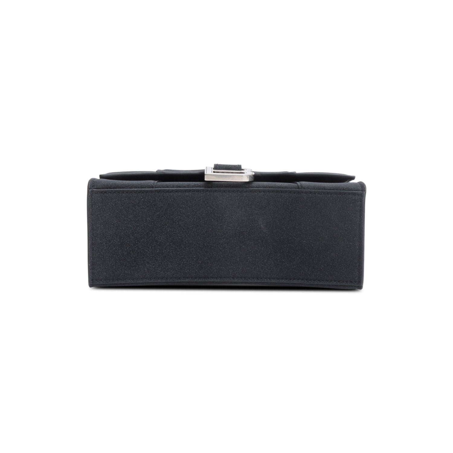 Balenciaga Black Glitter Satin XS Hourglass Top Handle Bag w/ Strap