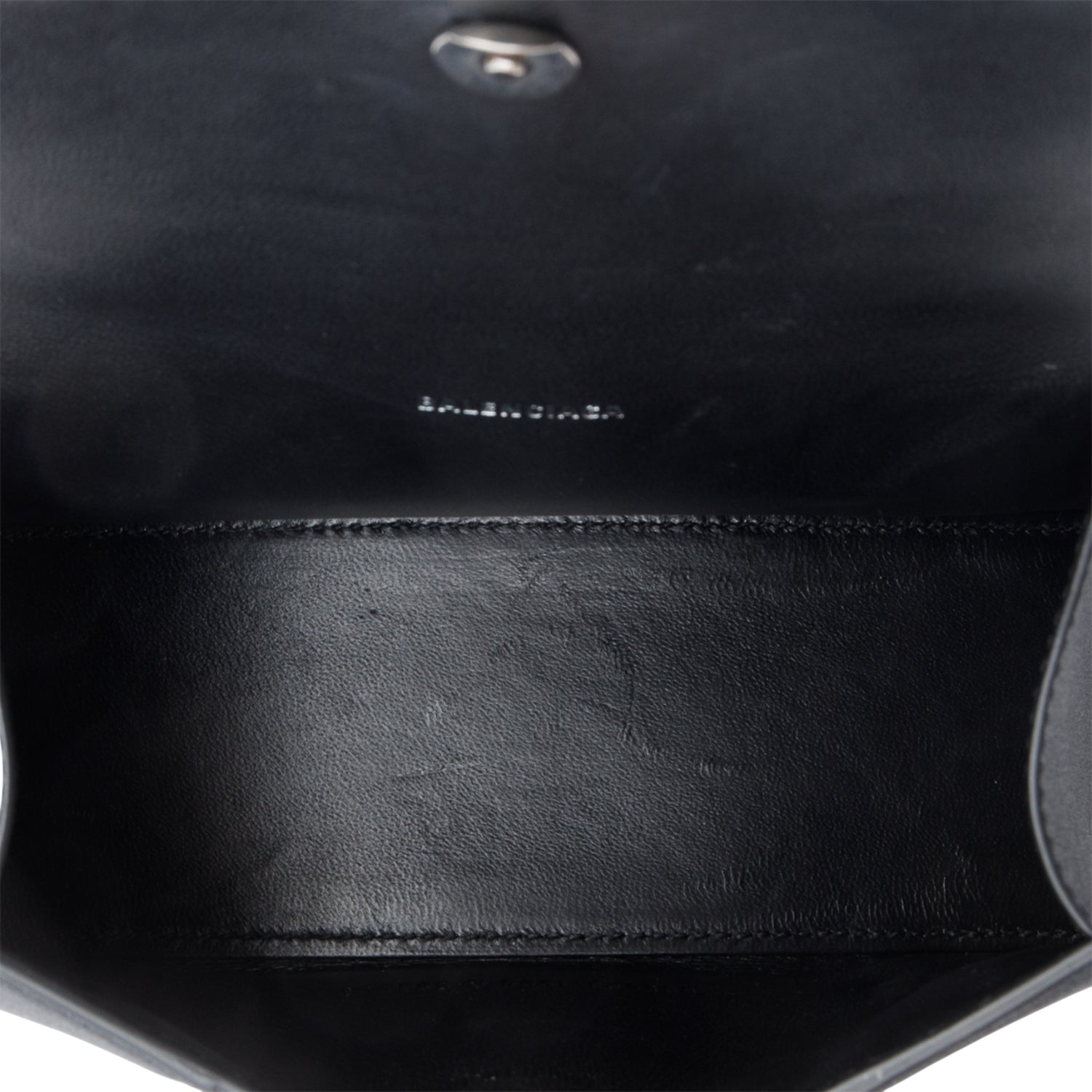 Balenciaga Black Glitter Satin XS Hourglass Top Handle Bag w/ Strap