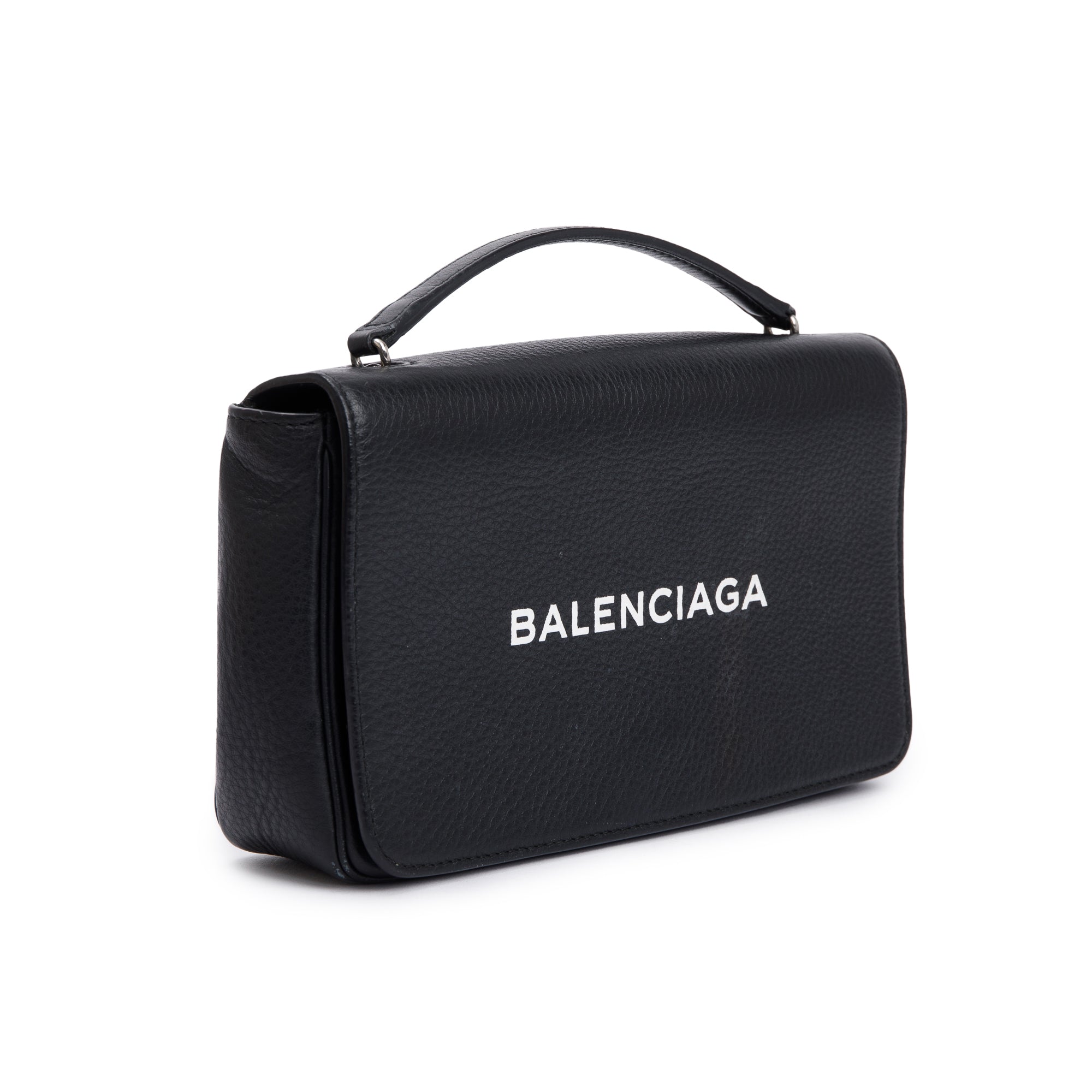 Balenciaga Black Leather Everyday Wallet On Chain