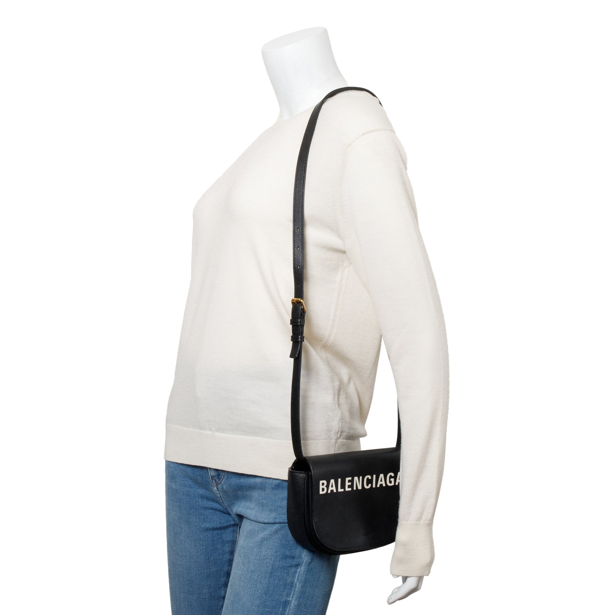 Balenciaga Black Leather Extra Small Ville Day Crossbody Bag