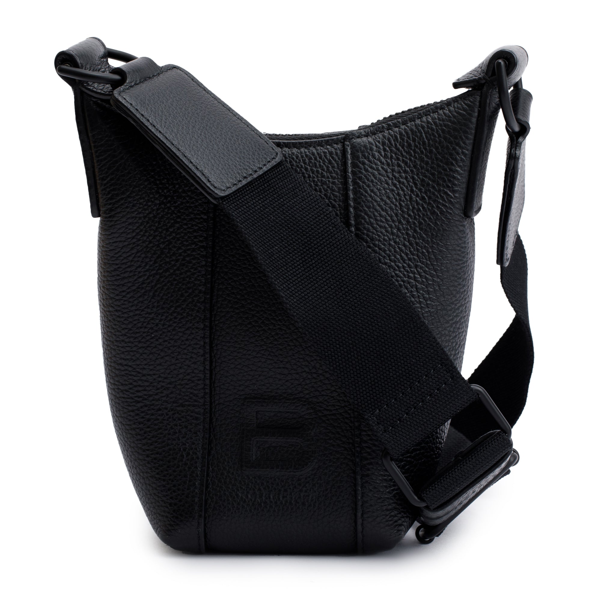 Balenciaga Black Leather Hourglass Phone Holder Crossbody Bag