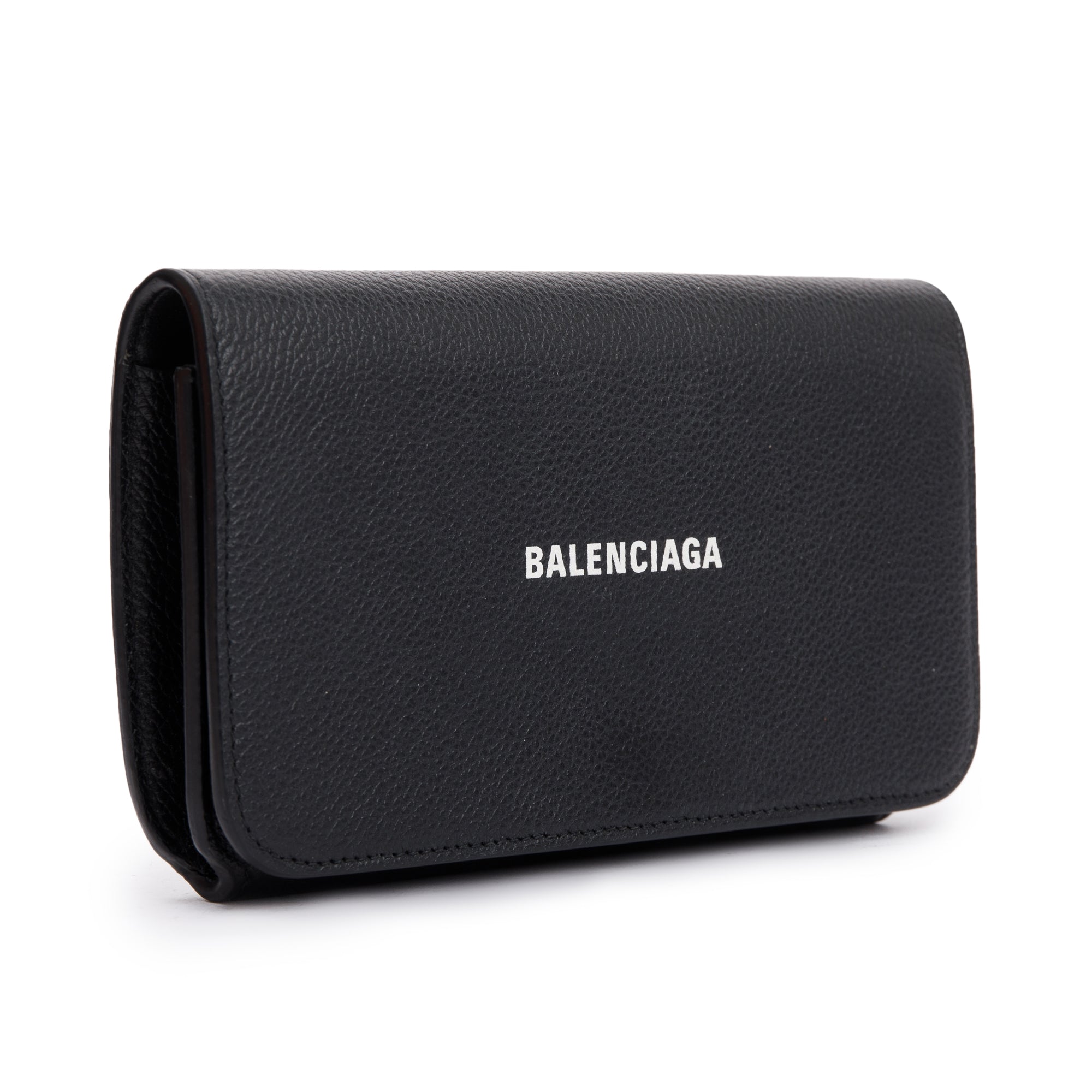 Balenciaga Black Leather Phone Holder Wallet on Chain