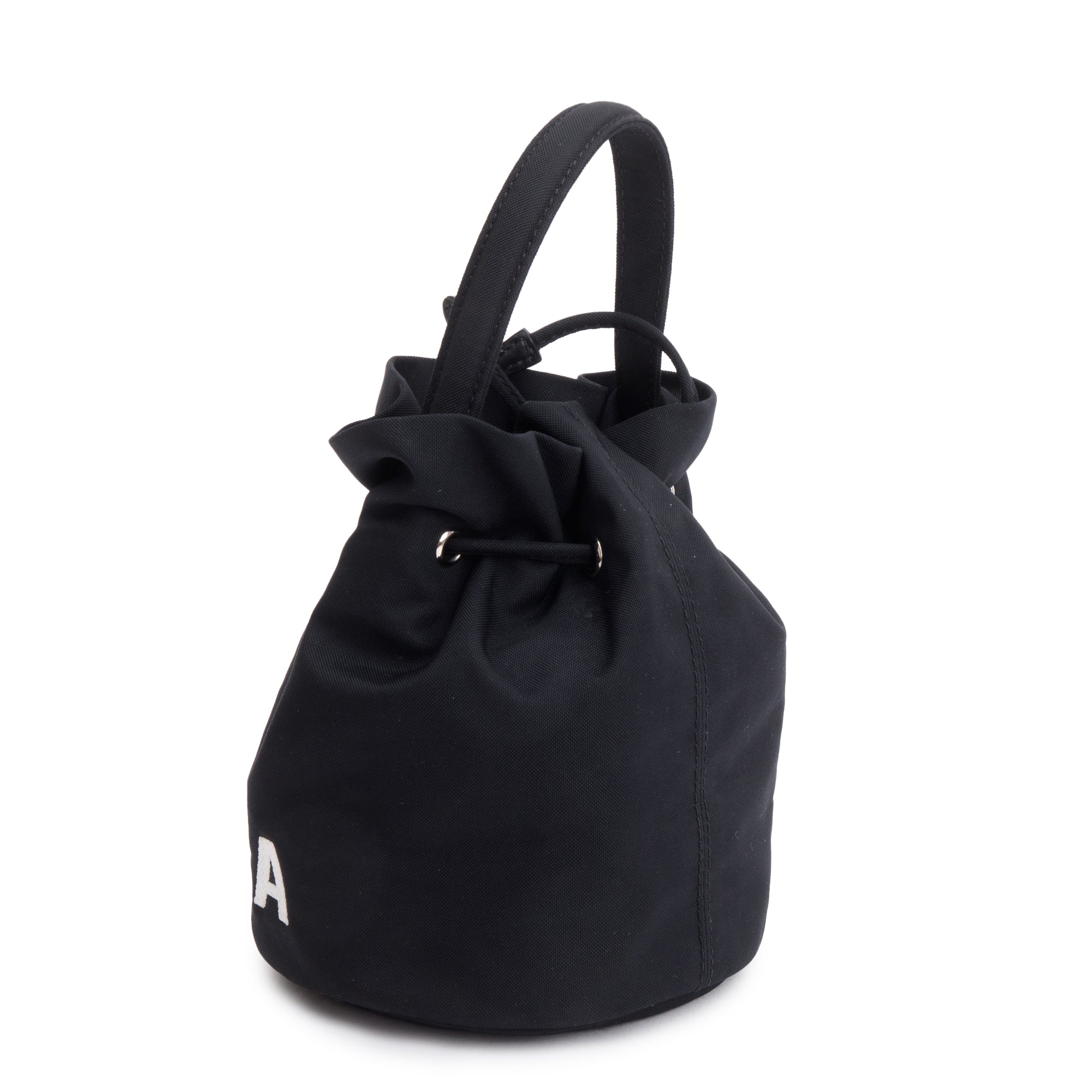 Balenciaga Black Nylon Wheel XS Drawstring Bucket Bag w/ Strap
