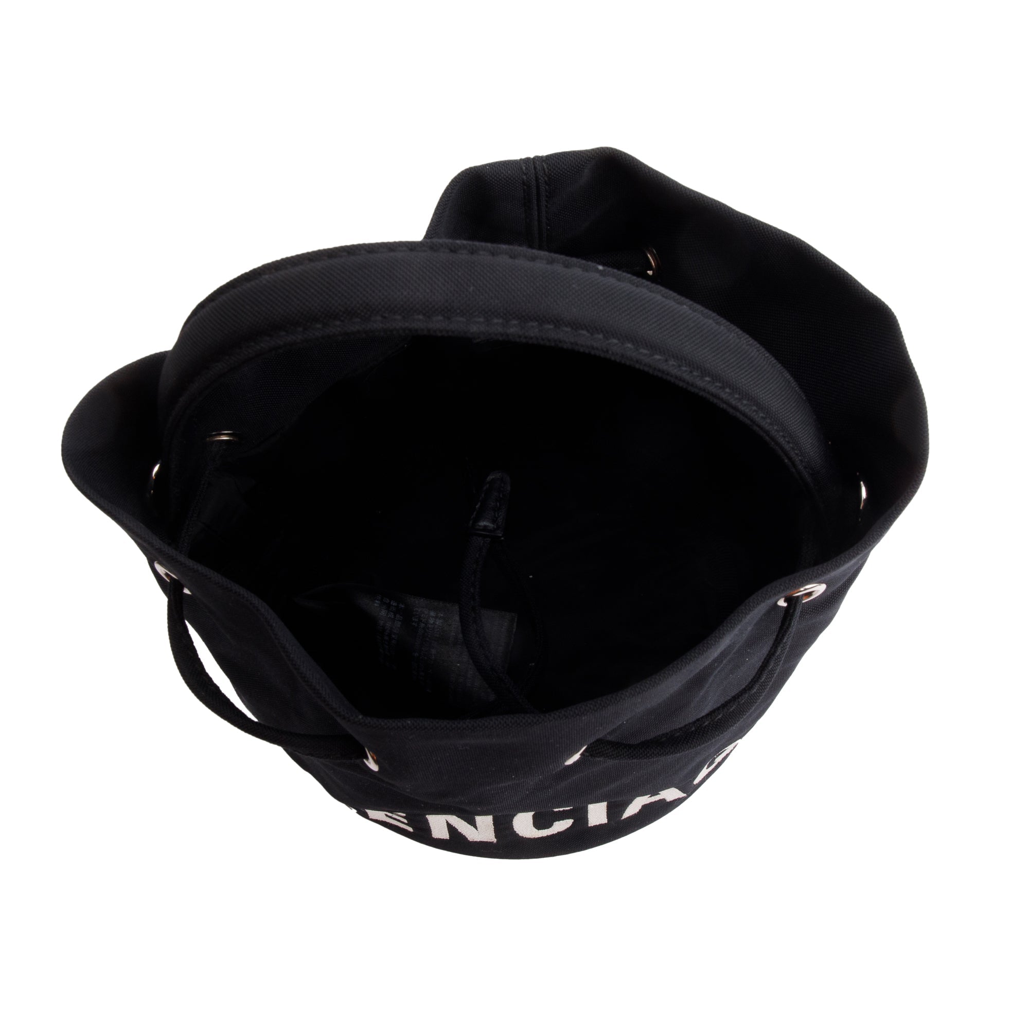 Balenciaga Black Nylon Wheel XS Drawstring Bucket Bag w/ Strap