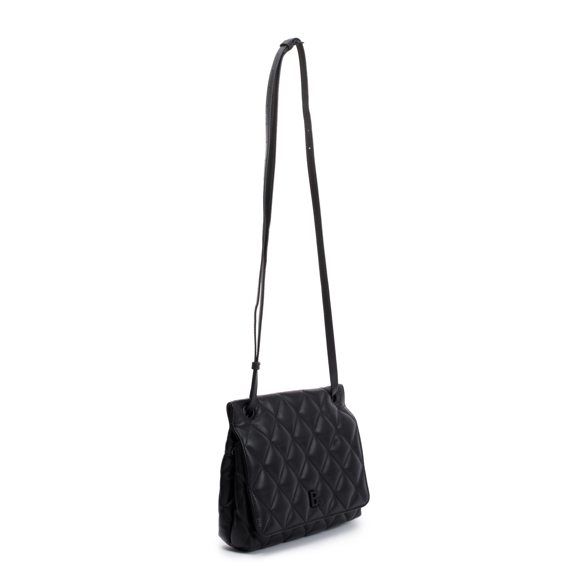 Balenciaga Black Quilted Nappa Leather Medium Touch B Shoulder Bag