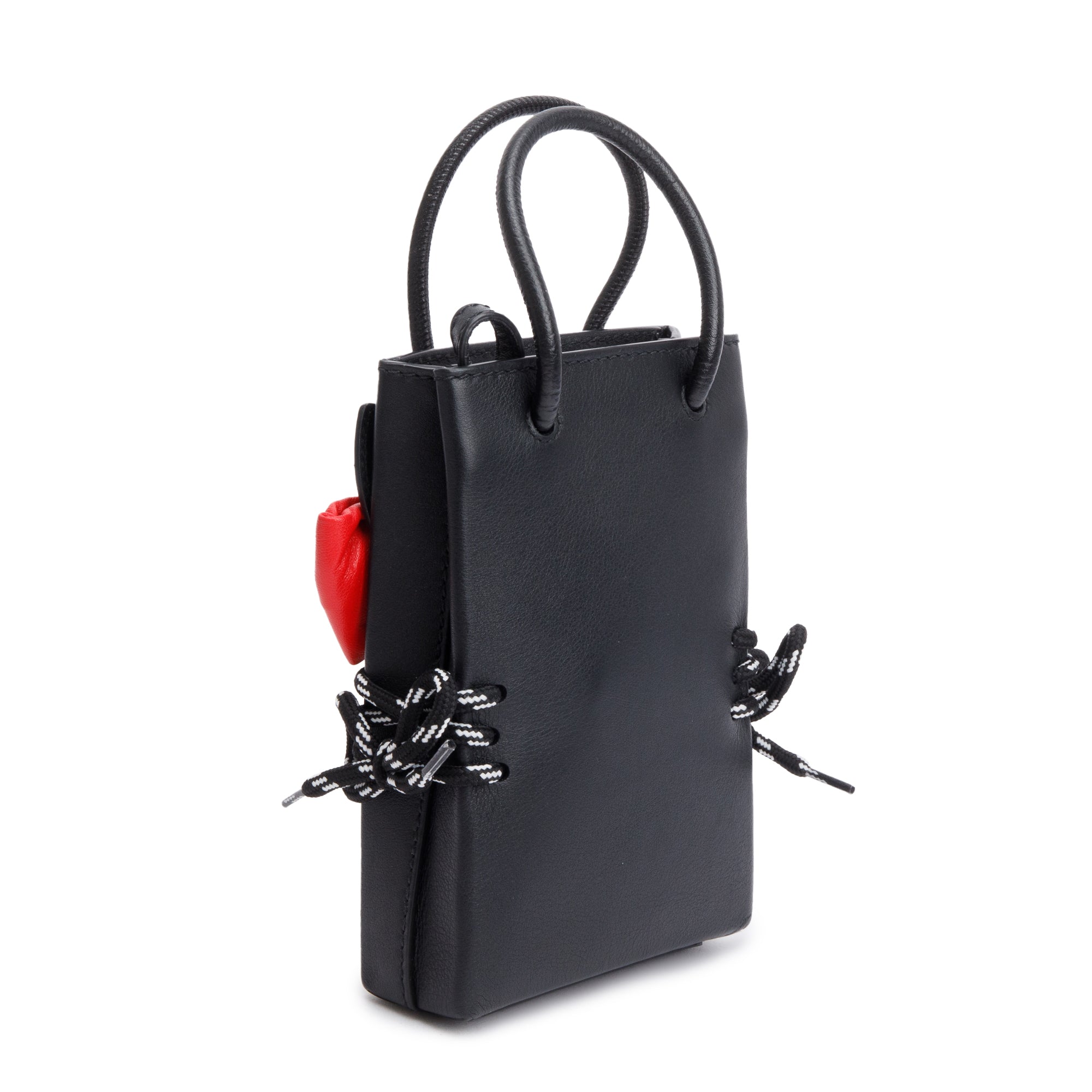 Balenciaga Black/Red Calfskin Leather Hello Kitty Phone Holder Crossbody Bag