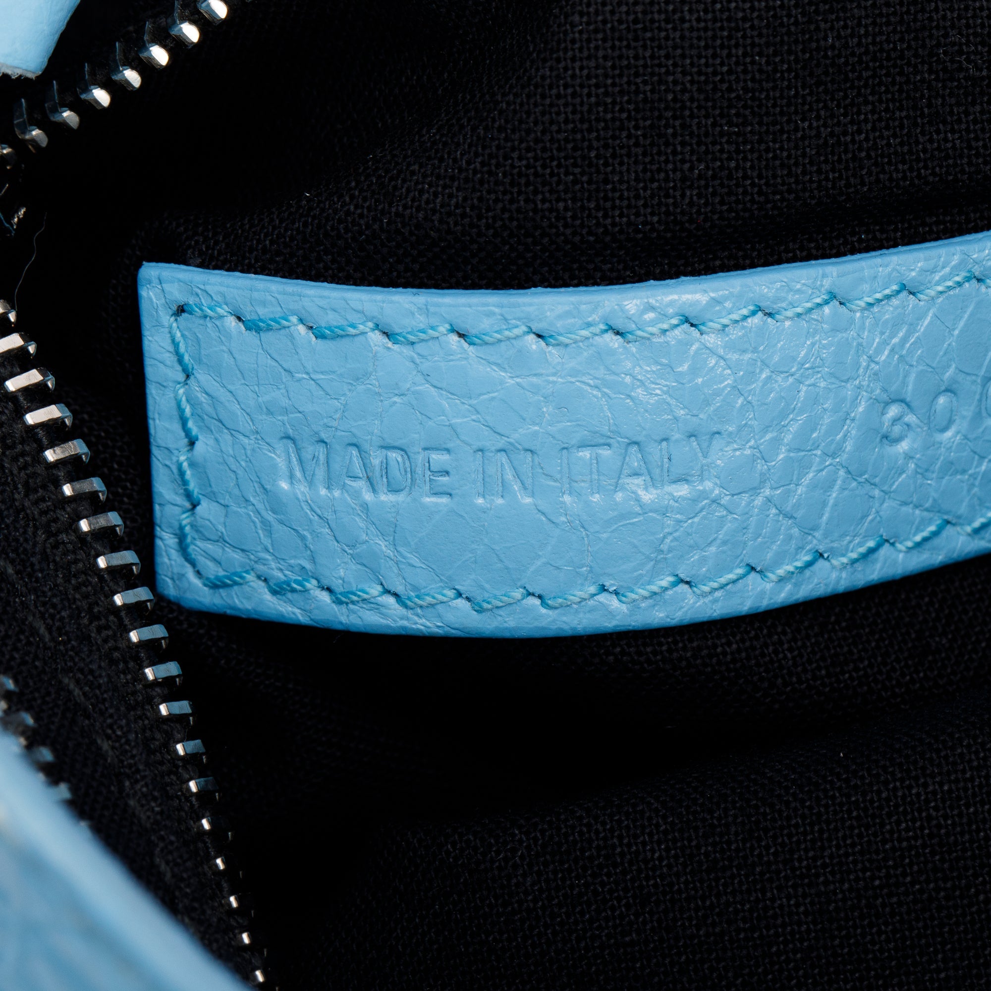 Balenciaga Blue Agneau Leather Classic Mini City Bag w/ Logo Strap