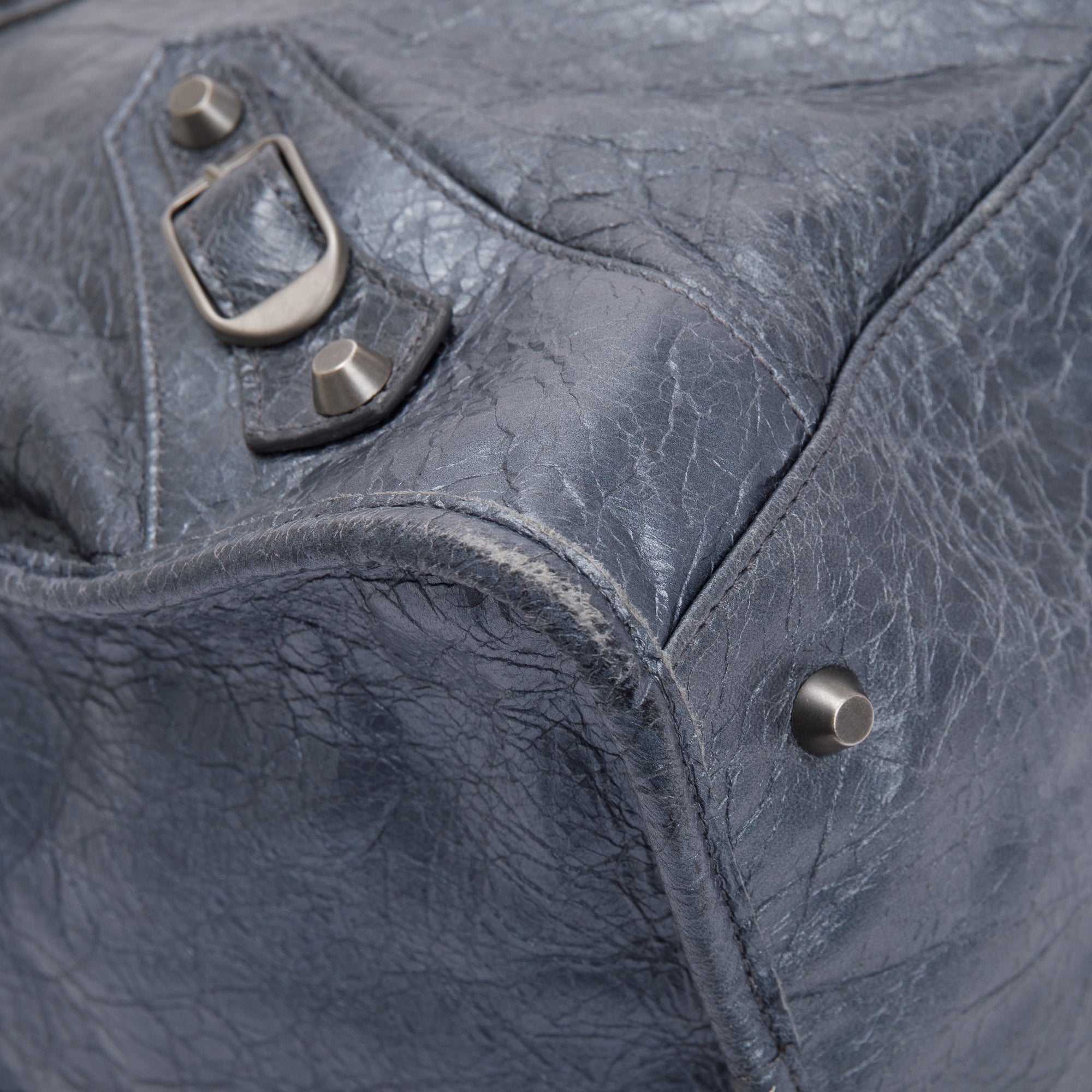 Balenciaga Blue Agneu Leather Motocross Classic Work Bag