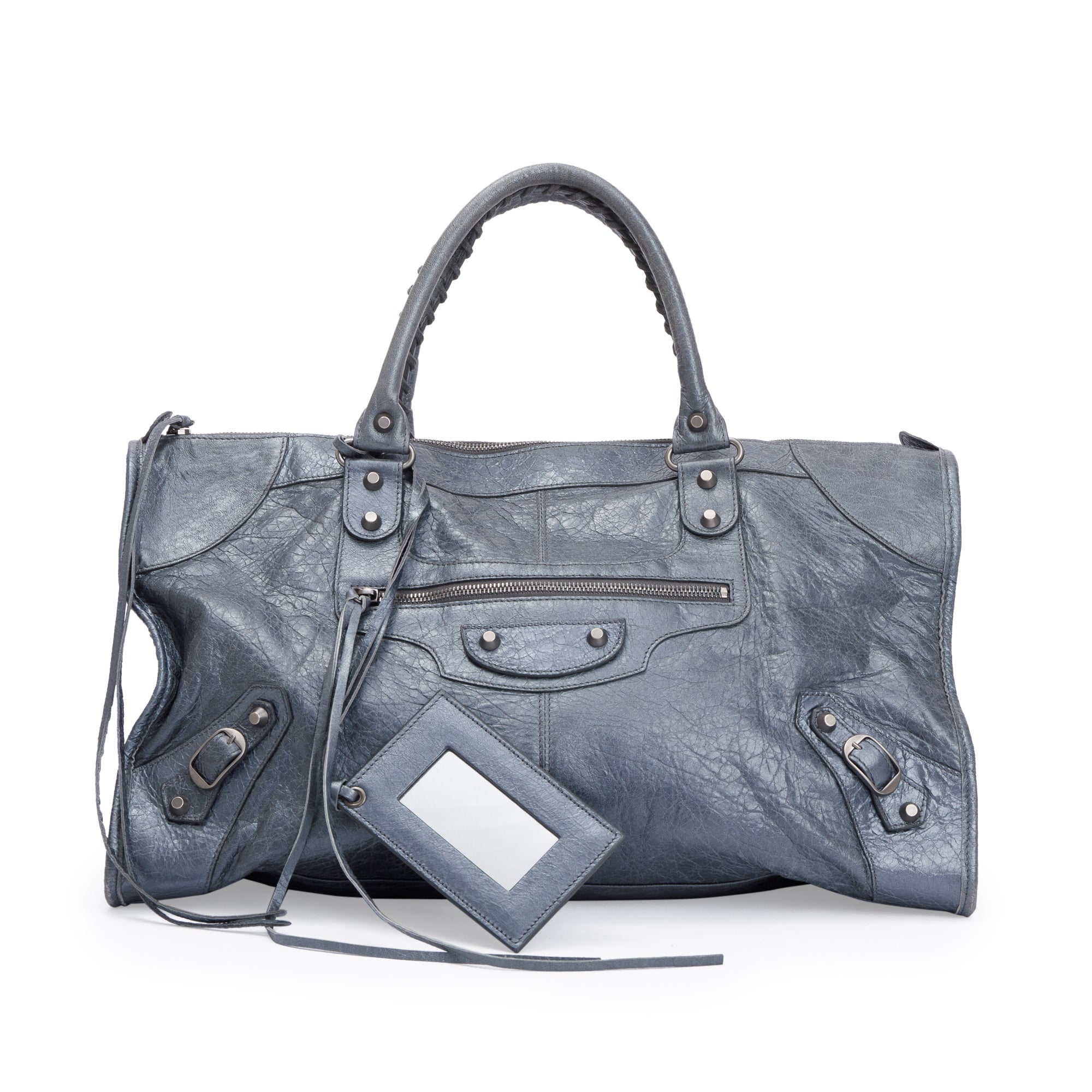 Balenciaga Blue Agneu Leather Motocross Classic Work Bag