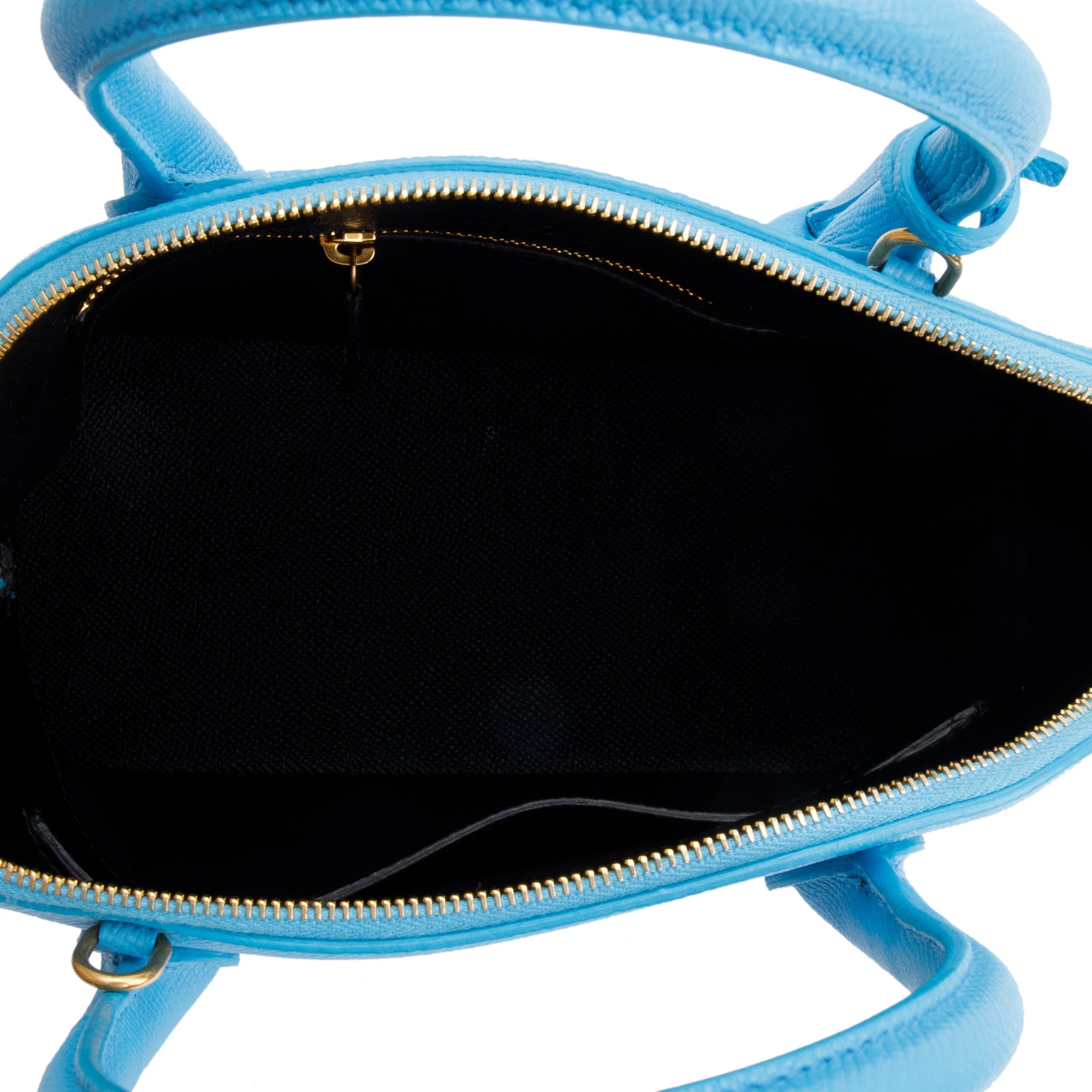 Balenciaga Blue Grained Calfskin Leather Ville S Top Handle Bag w/ Strap