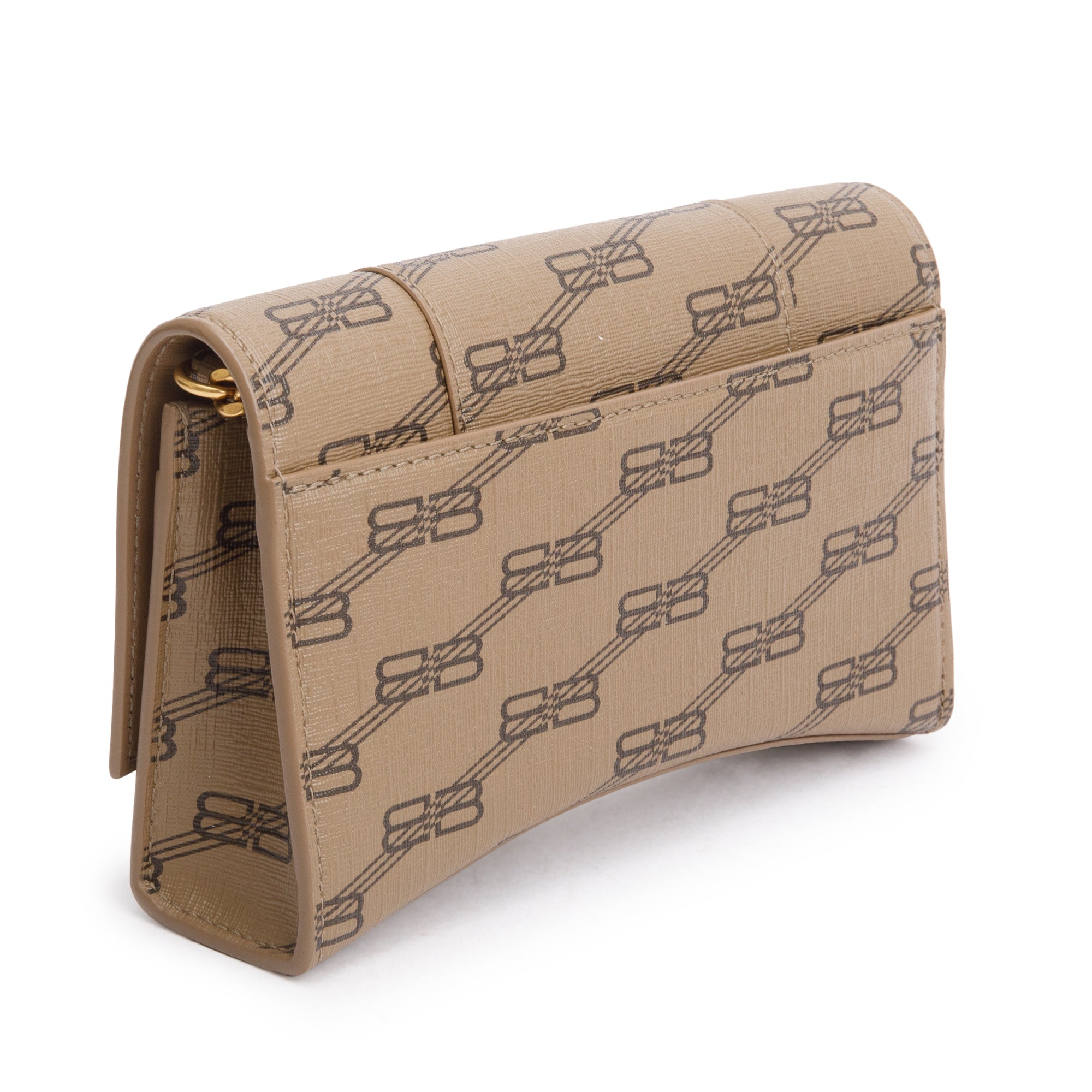 Balenciaga Brown BB Canvas Hourglass Wallet on Chain
