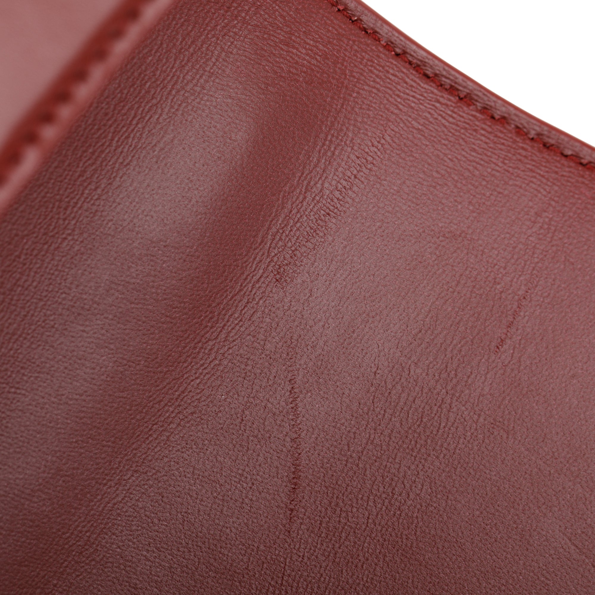 Balenciaga Burgundy Calfskin Leather Medium Hourglass Top Handle Bag w/ Strap