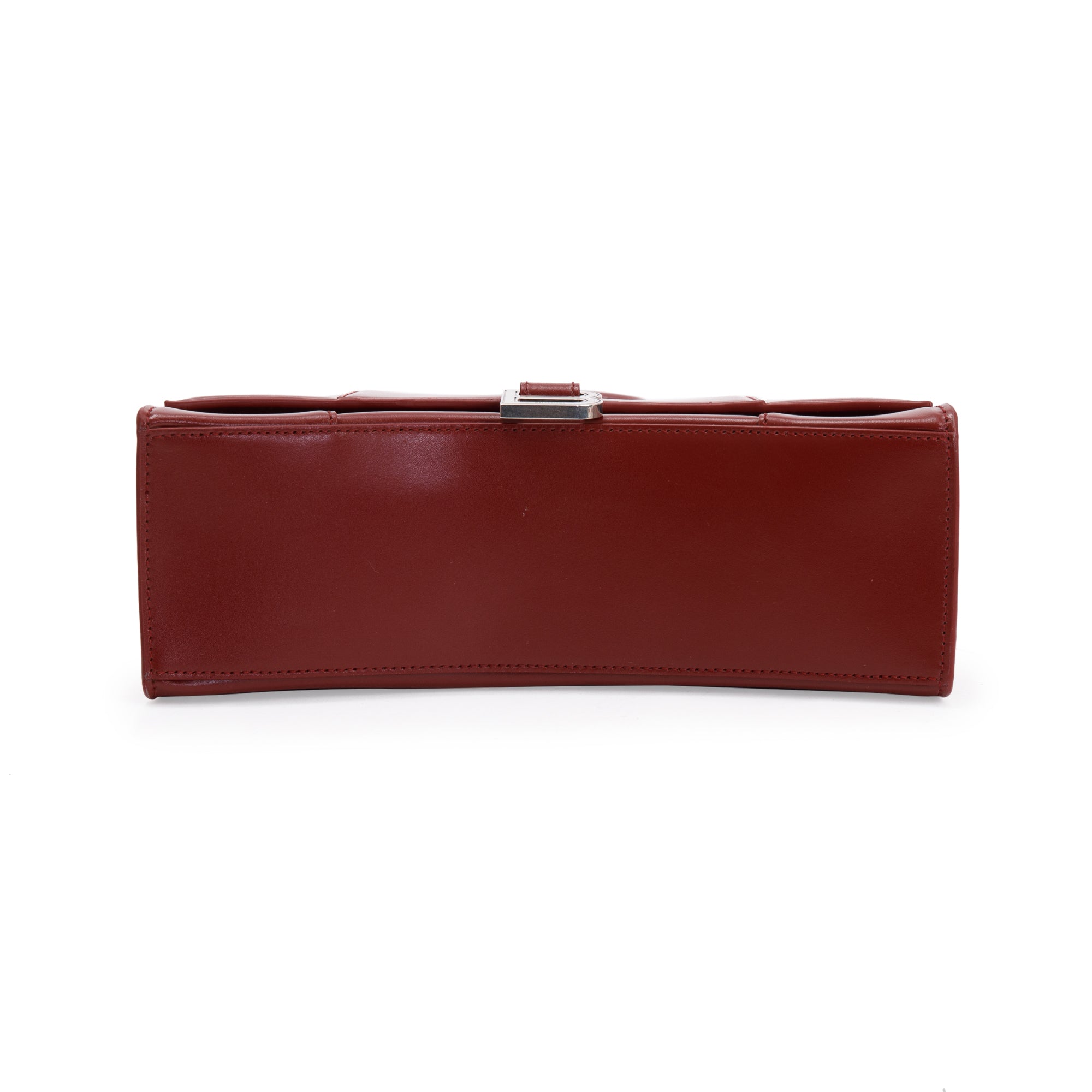 Balenciaga Burgundy Calfskin Leather Medium Hourglass Top Handle Bag w/ Strap