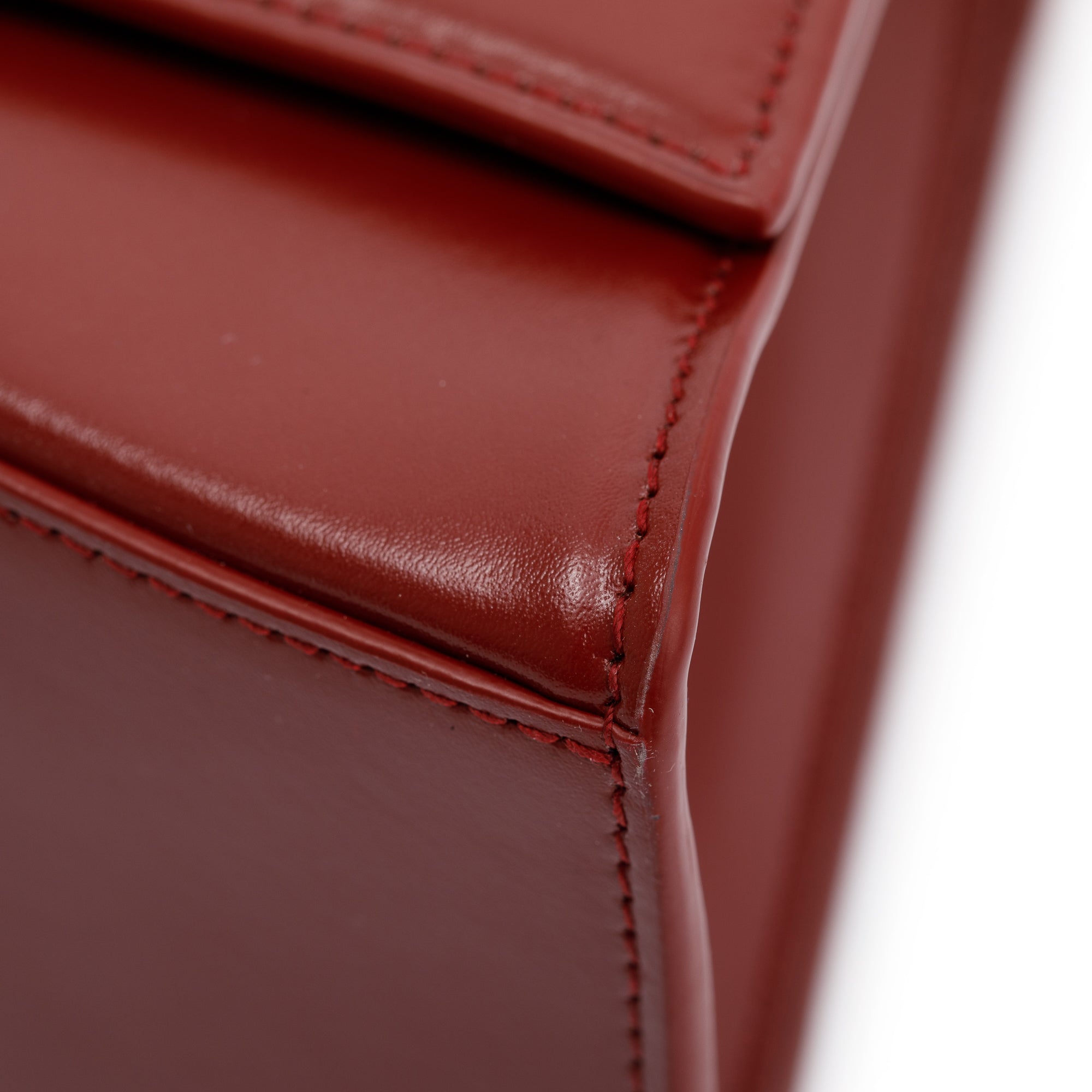 Balenciaga Burgundy Calfskin Leather Medium Hourglass Top Handle Bag w/ Strap