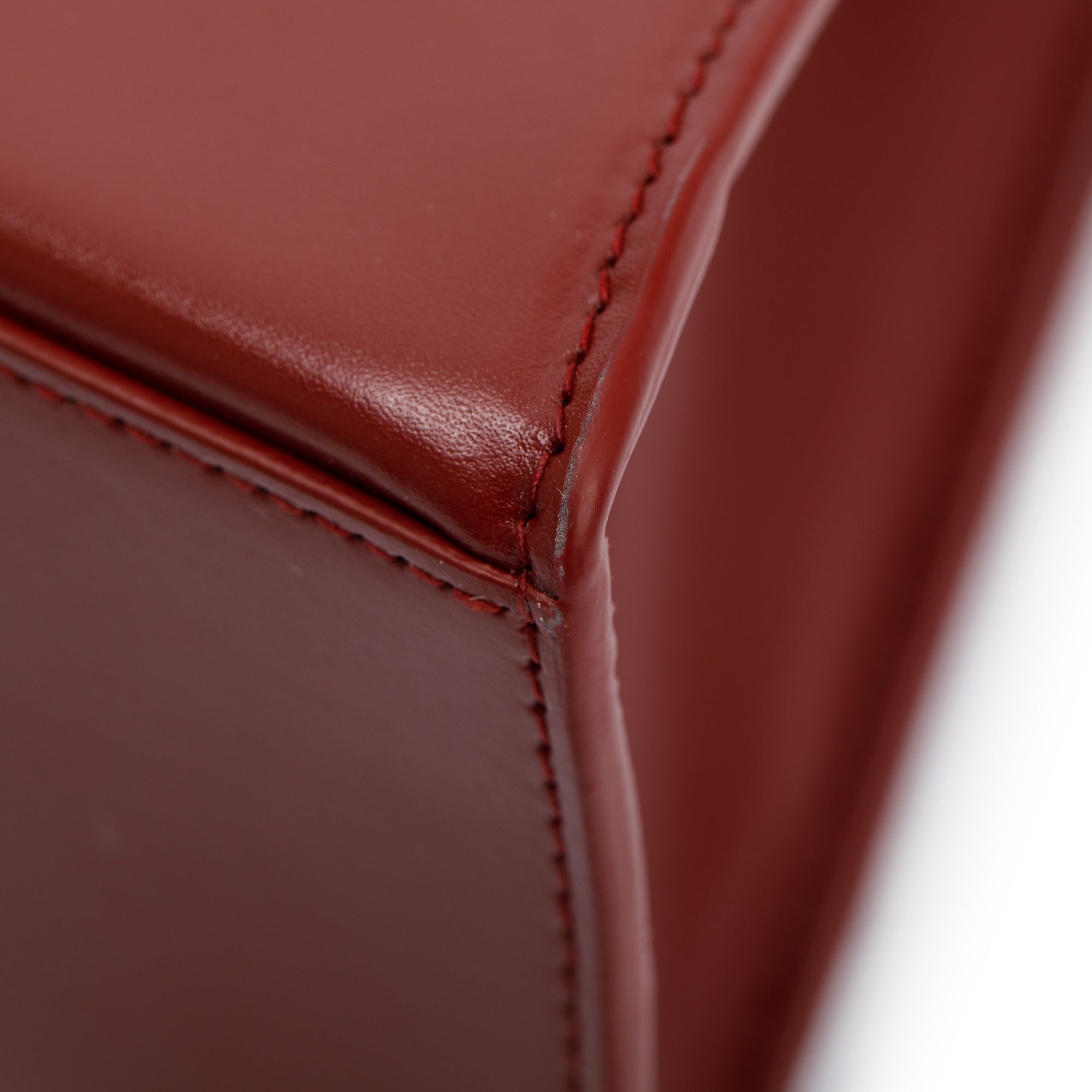 Balenciaga Burgundy Calfskin Leather Medium Hourglass Top Handle Bag w/ Strap