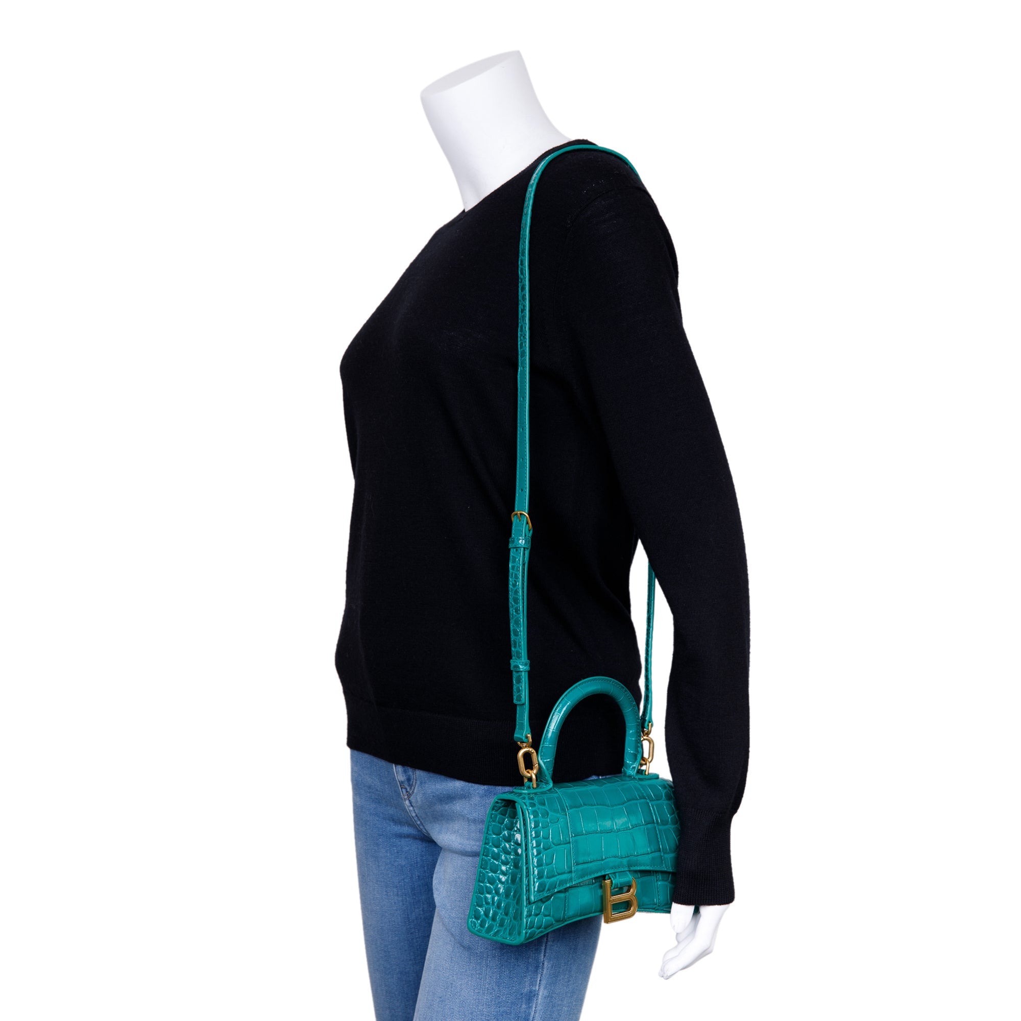 Balenciaga Croc-Embossed Hourglass XS Top Handle Bag