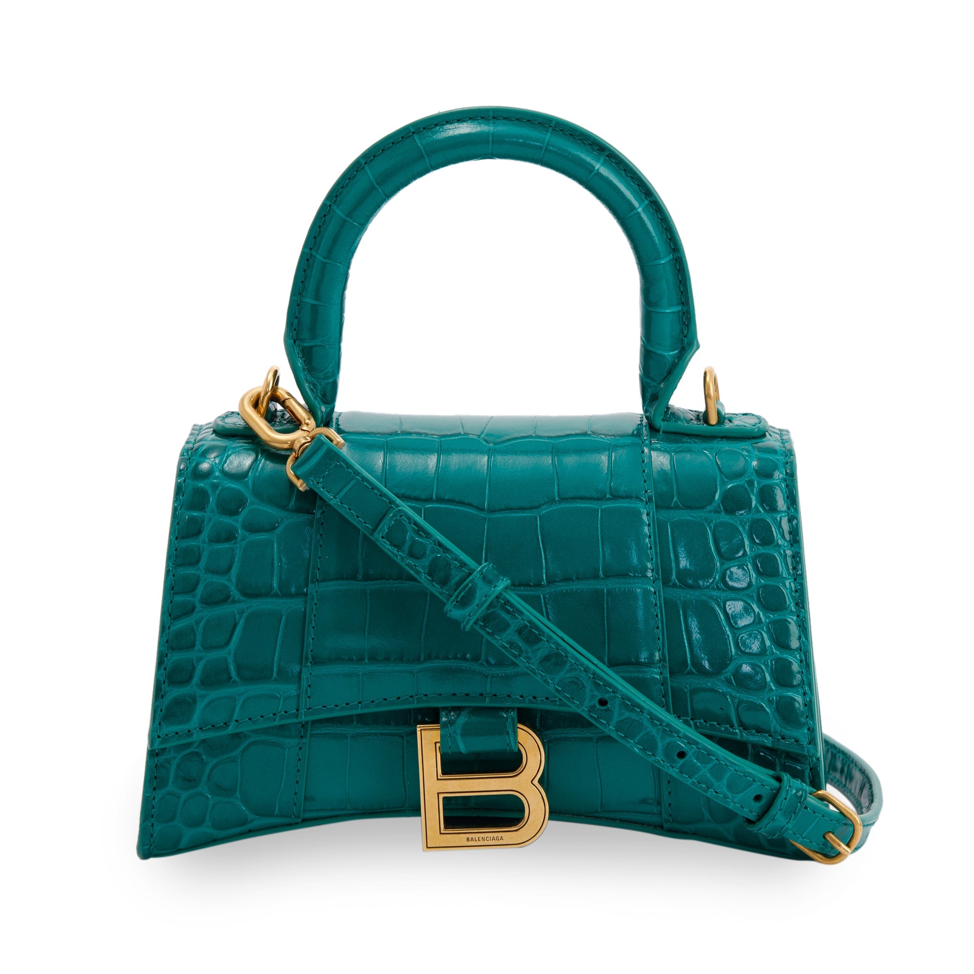 Balenciaga Croc-Embossed Hourglass XS Top Handle Bag