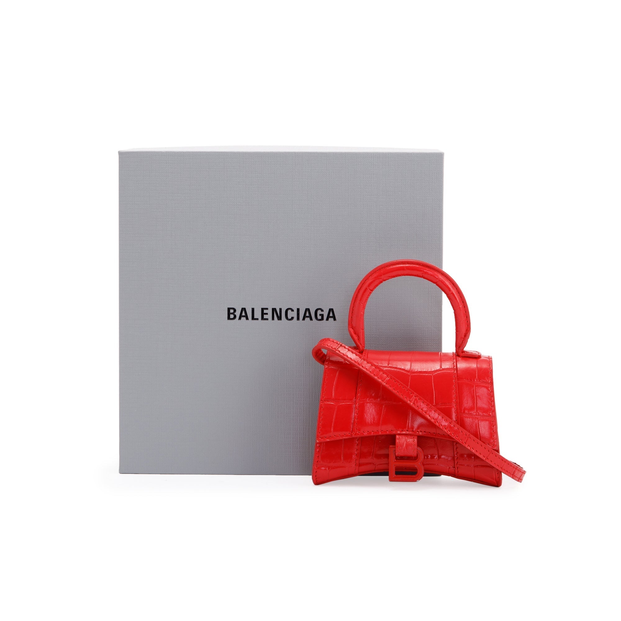 Balenciaga Croc-Embossed Mini Hourglass Bag w/ Box