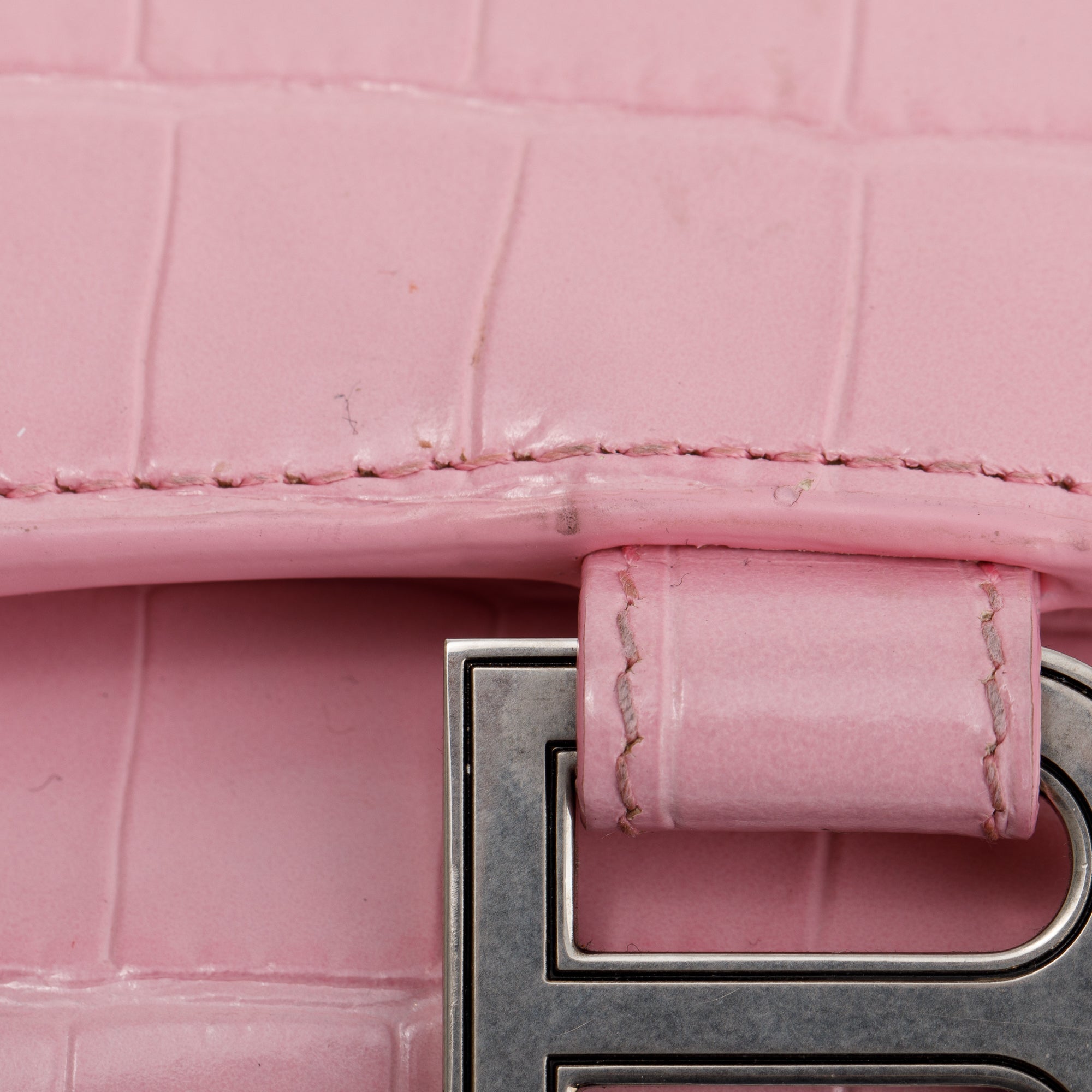 Balenciaga Crocodile Embossed Hourglass Wallet on Chain