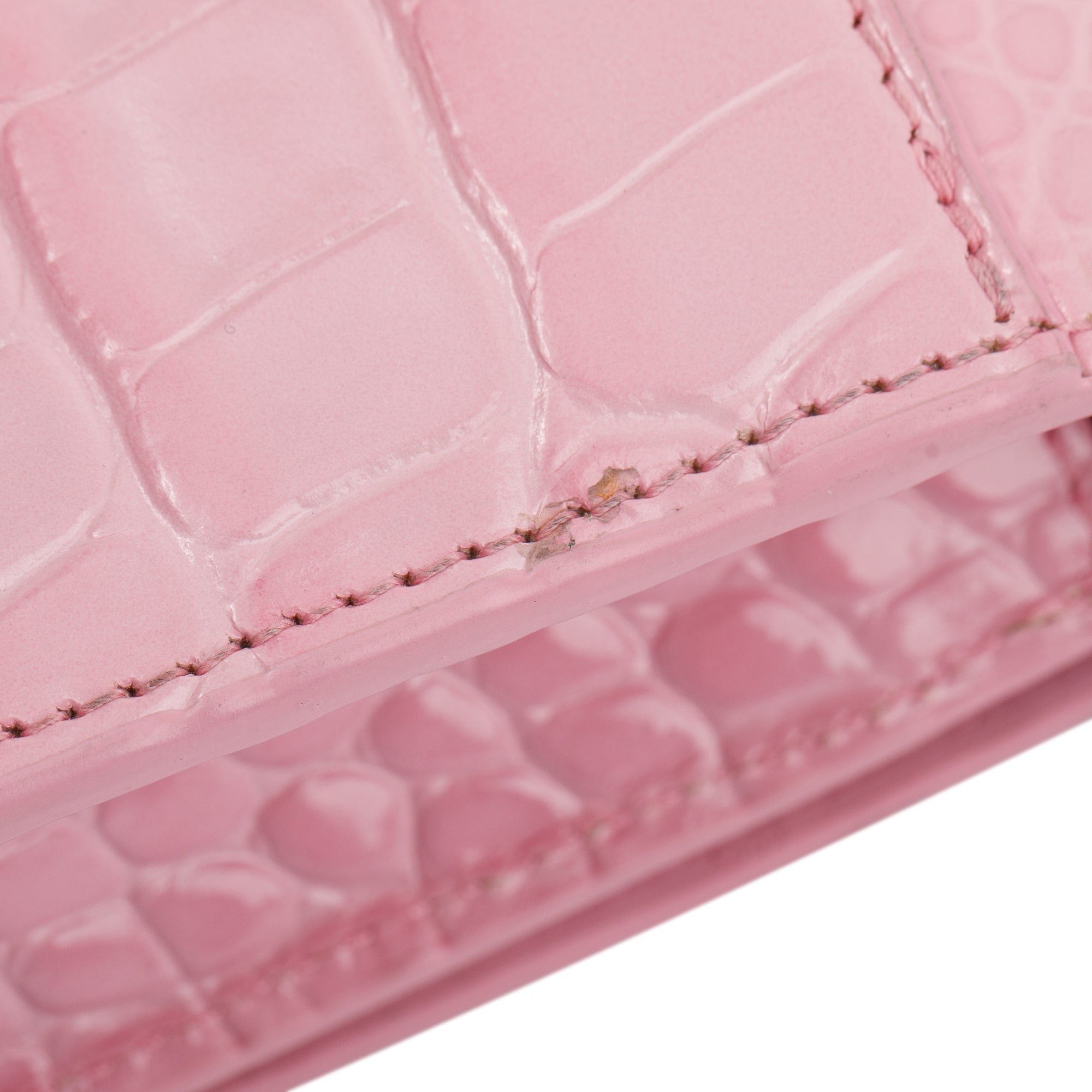 Balenciaga Crocodile Embossed Hourglass Wallet on Chain