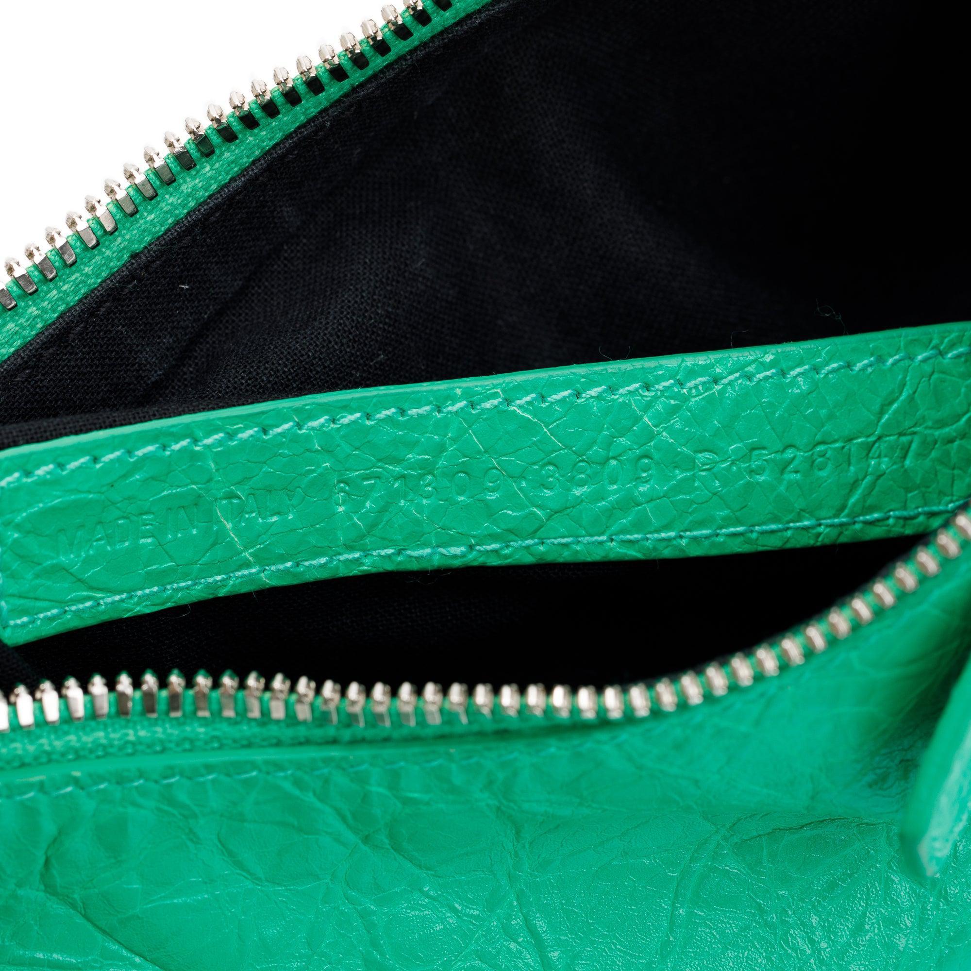 Balenciaga Green Arena Calfskin Leather Le Cagole XS Shoulder Bag