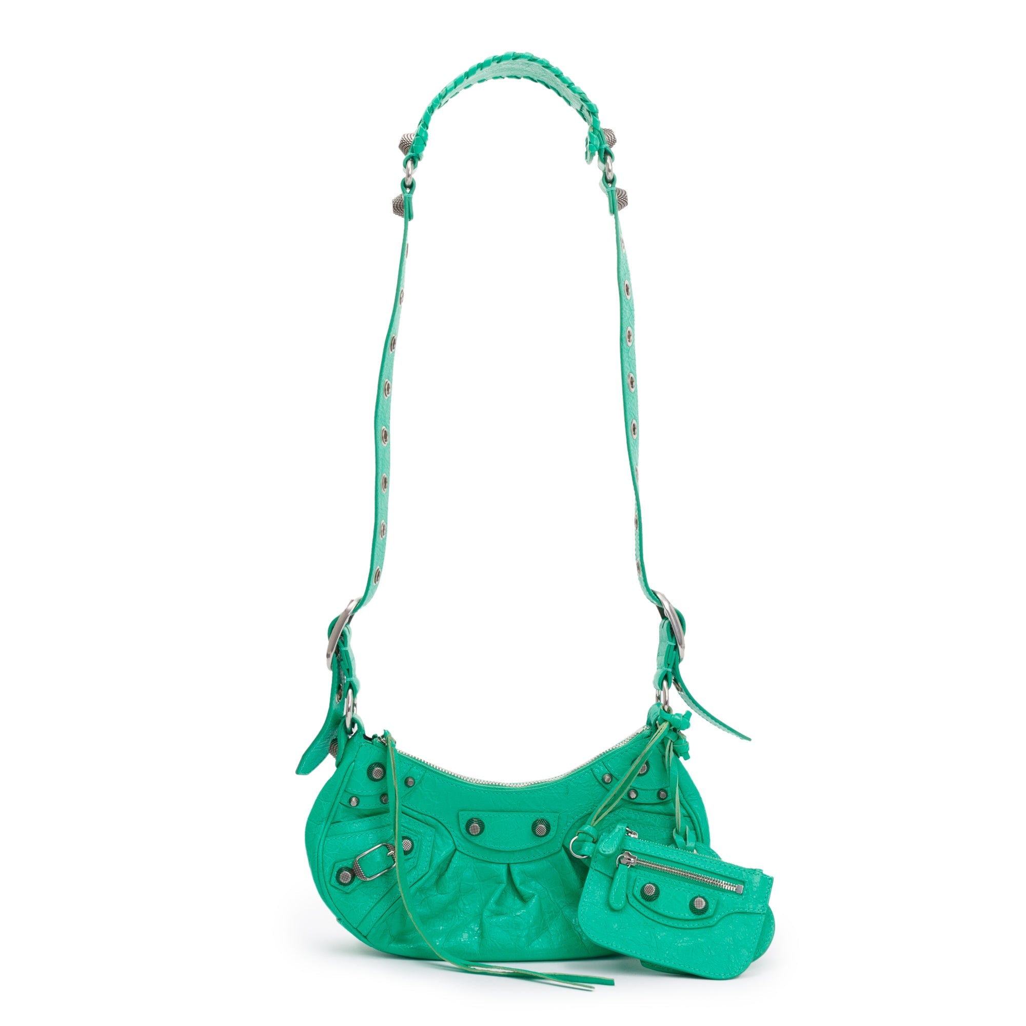 Balenciaga Green Arena Calfskin Leather Le Cagole XS Shoulder Bag