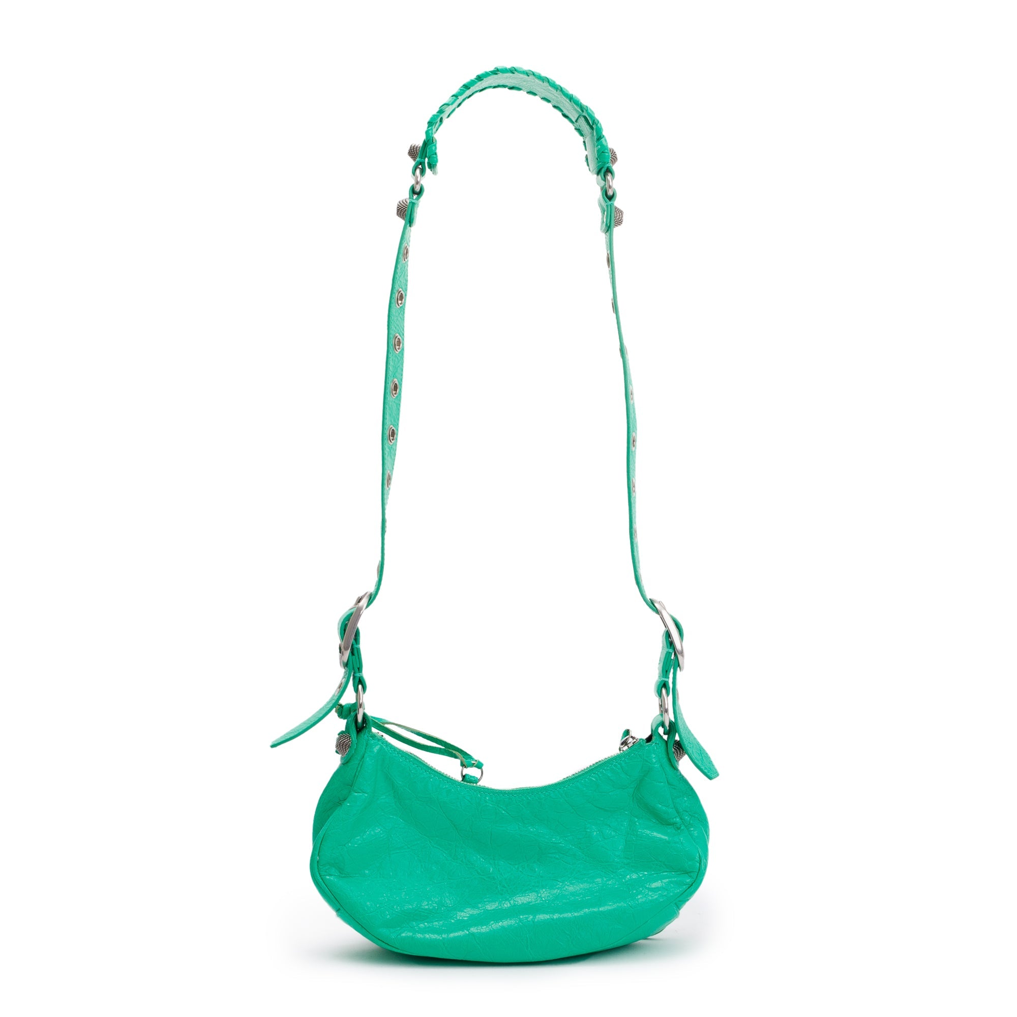Balenciaga Green Arena Calfskin Leather Le Cagole XS Shoulder Bag