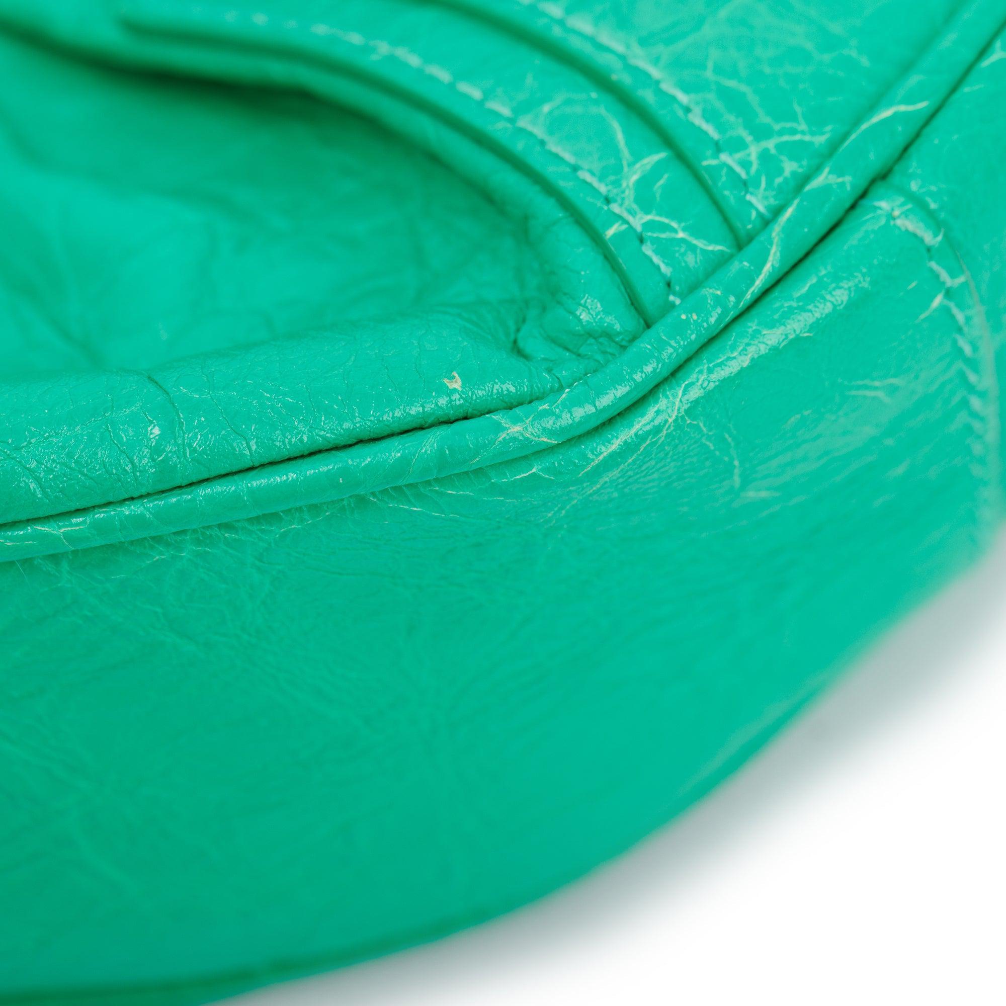 Balenciaga Green Arena Calfskin Leather Le Cagole XS Shoulder Bag