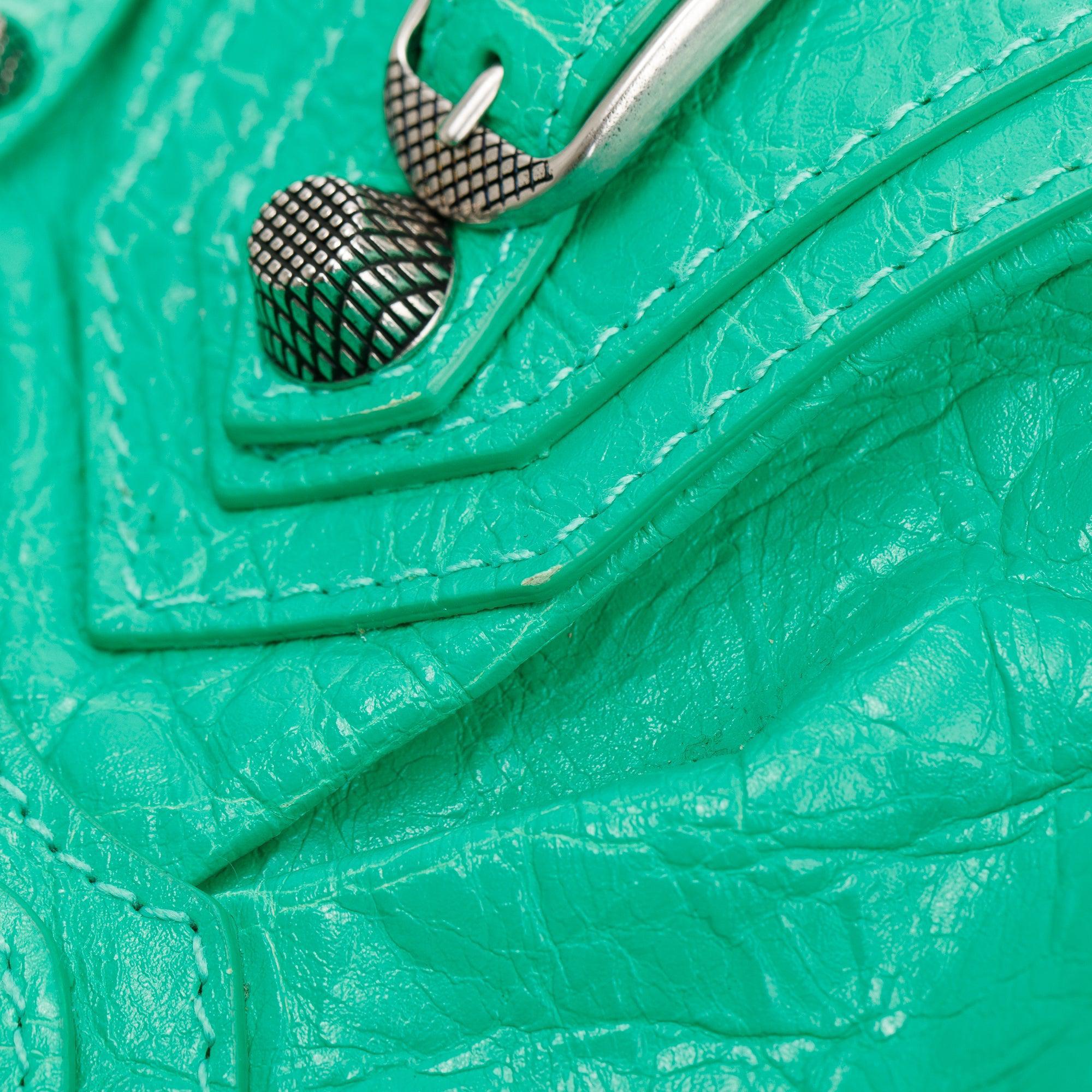 Balenciaga Green Arena Calfskin Leather Le Cagole XS Shoulder Bag