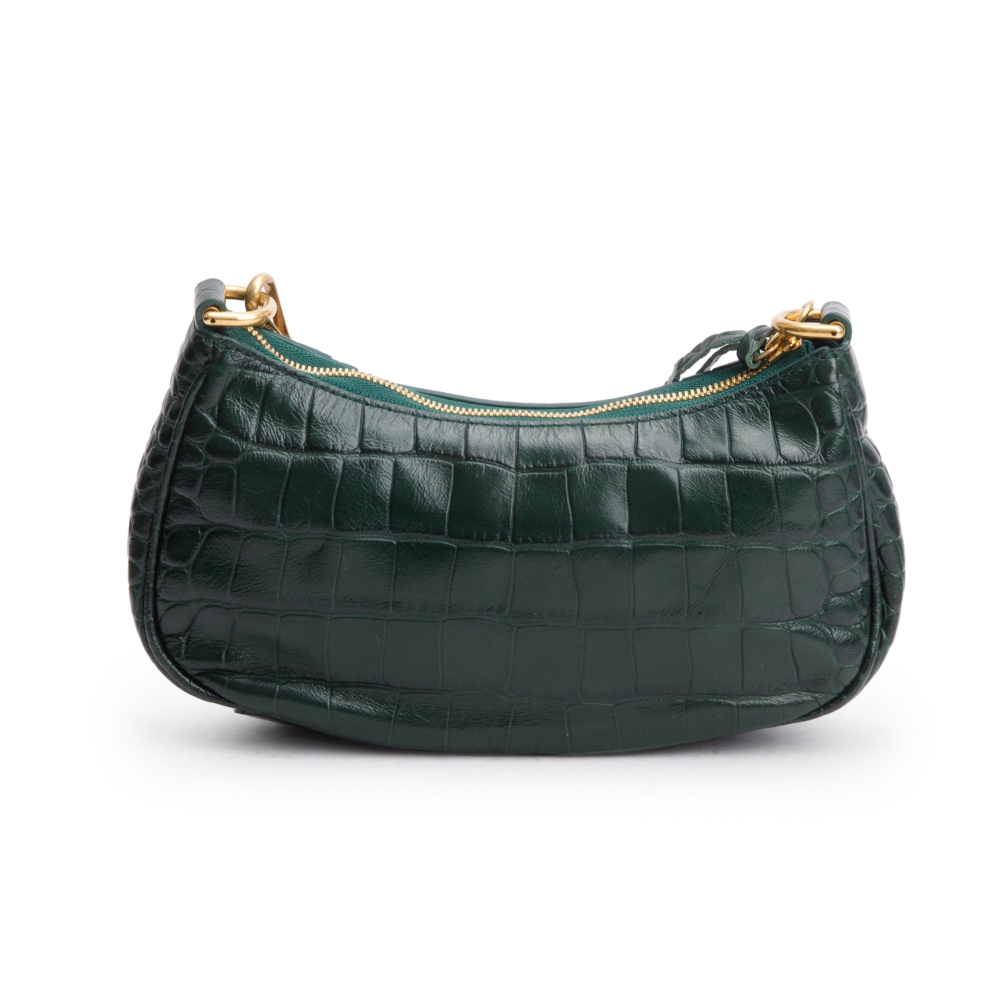 Balenciaga Green Crocodile Embossed Leather Mini Le Cagole Crossbody with Chain