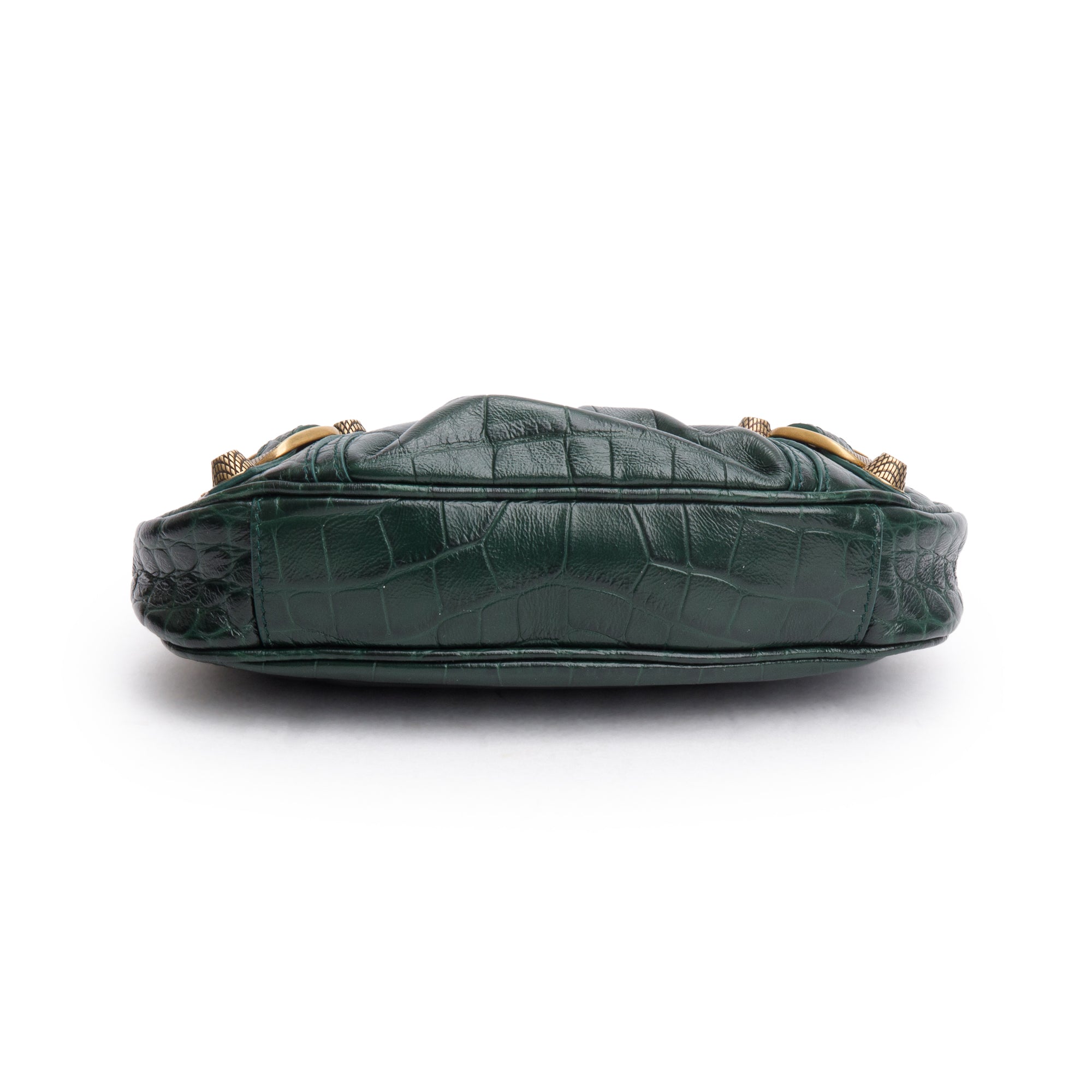 Balenciaga Green Crocodile Embossed Leather Mini Le Cagole Crossbody with Chain