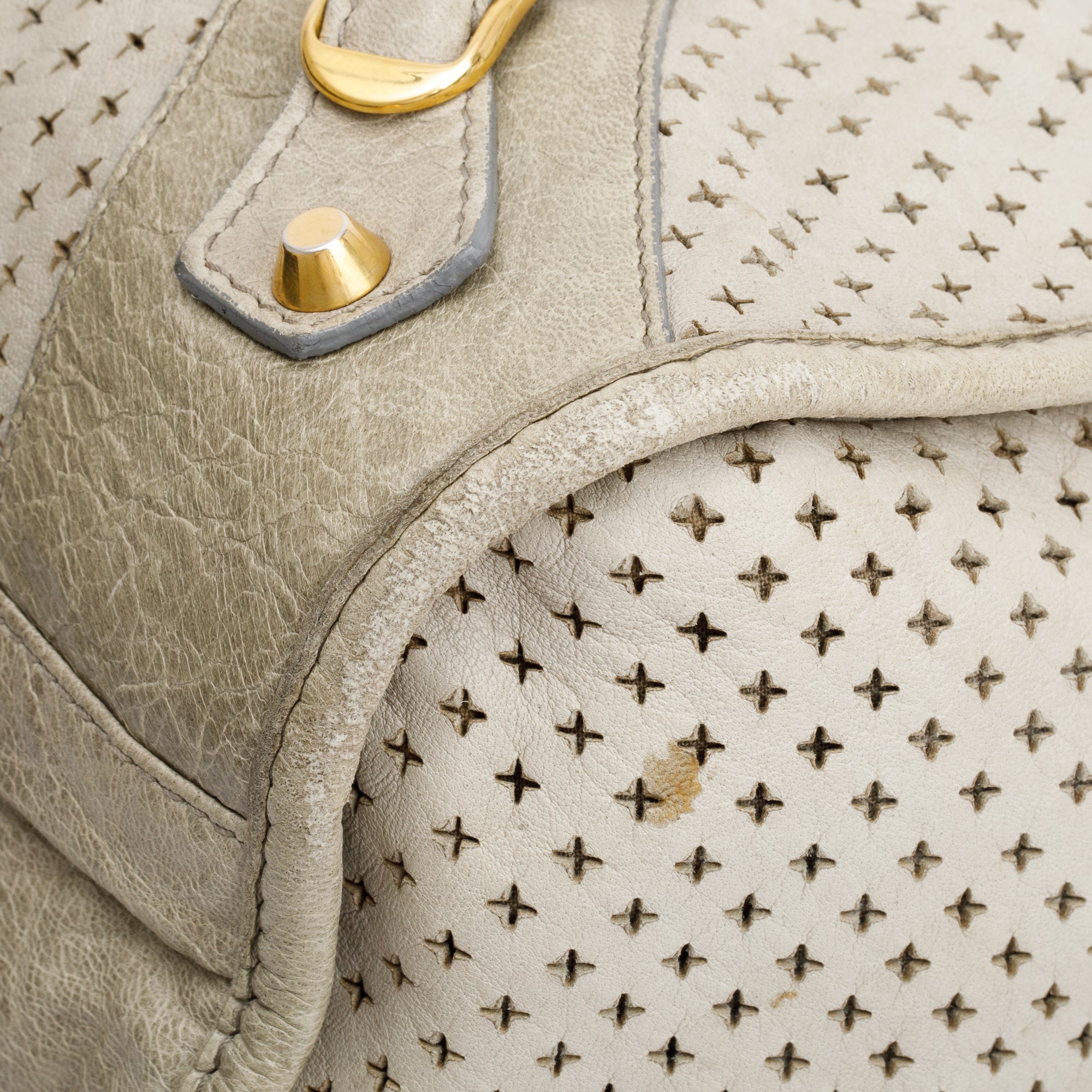 Balenciaga Grey Agneau Leather Laser Cut Cross Classic City Bag