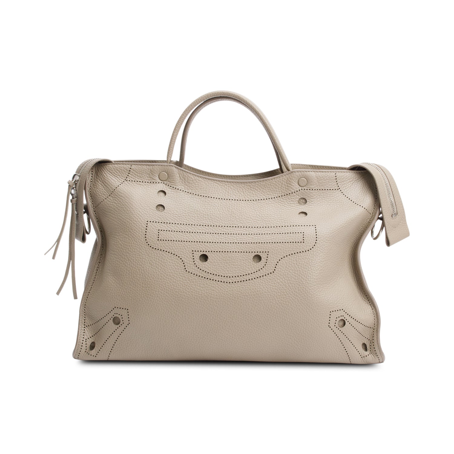 Balenciaga Grey Agneau Perforated Leather Blackout City Bag