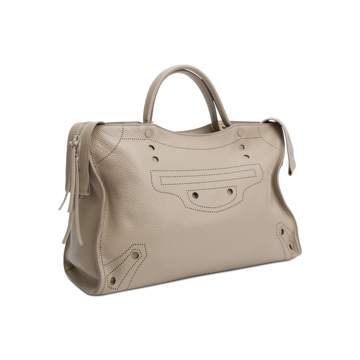 Balenciaga Grey Agneau Perforated Leather Blackout City Bag