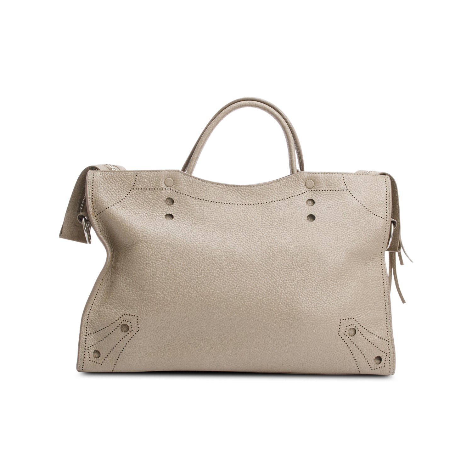 Balenciaga Grey Agneau Perforated Leather Blackout City Bag