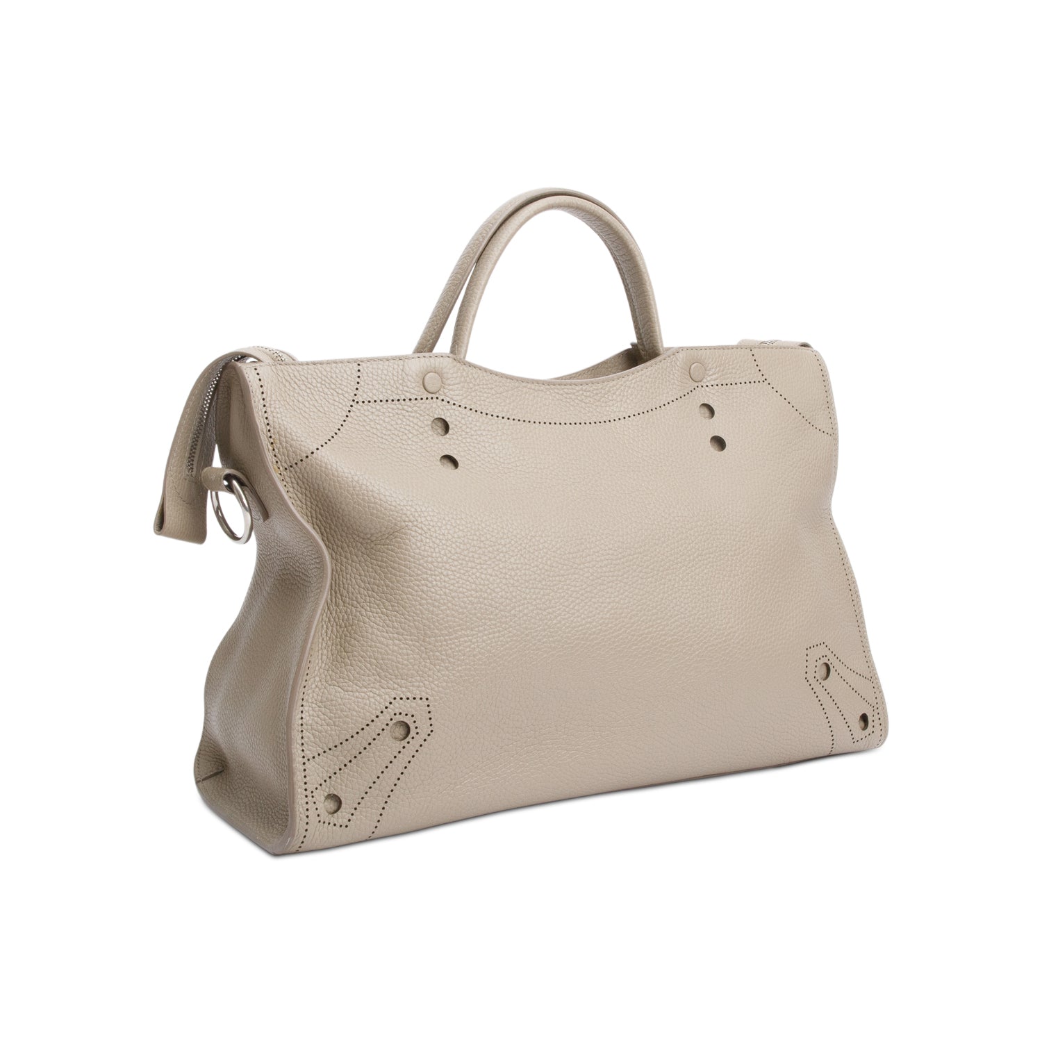 Balenciaga Grey Agneau Perforated Leather Blackout City Bag