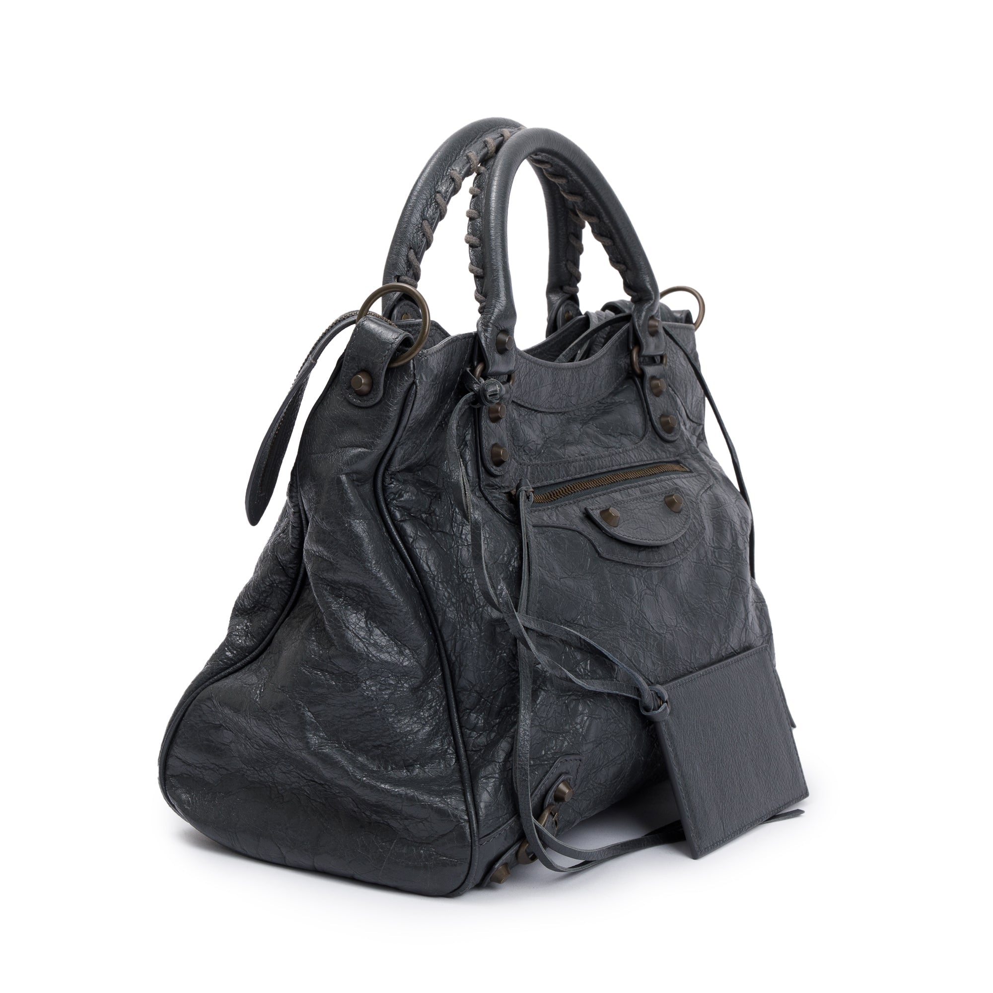 Balenciaga Grey Agneu Leather Motocross Classic City Velo Bag