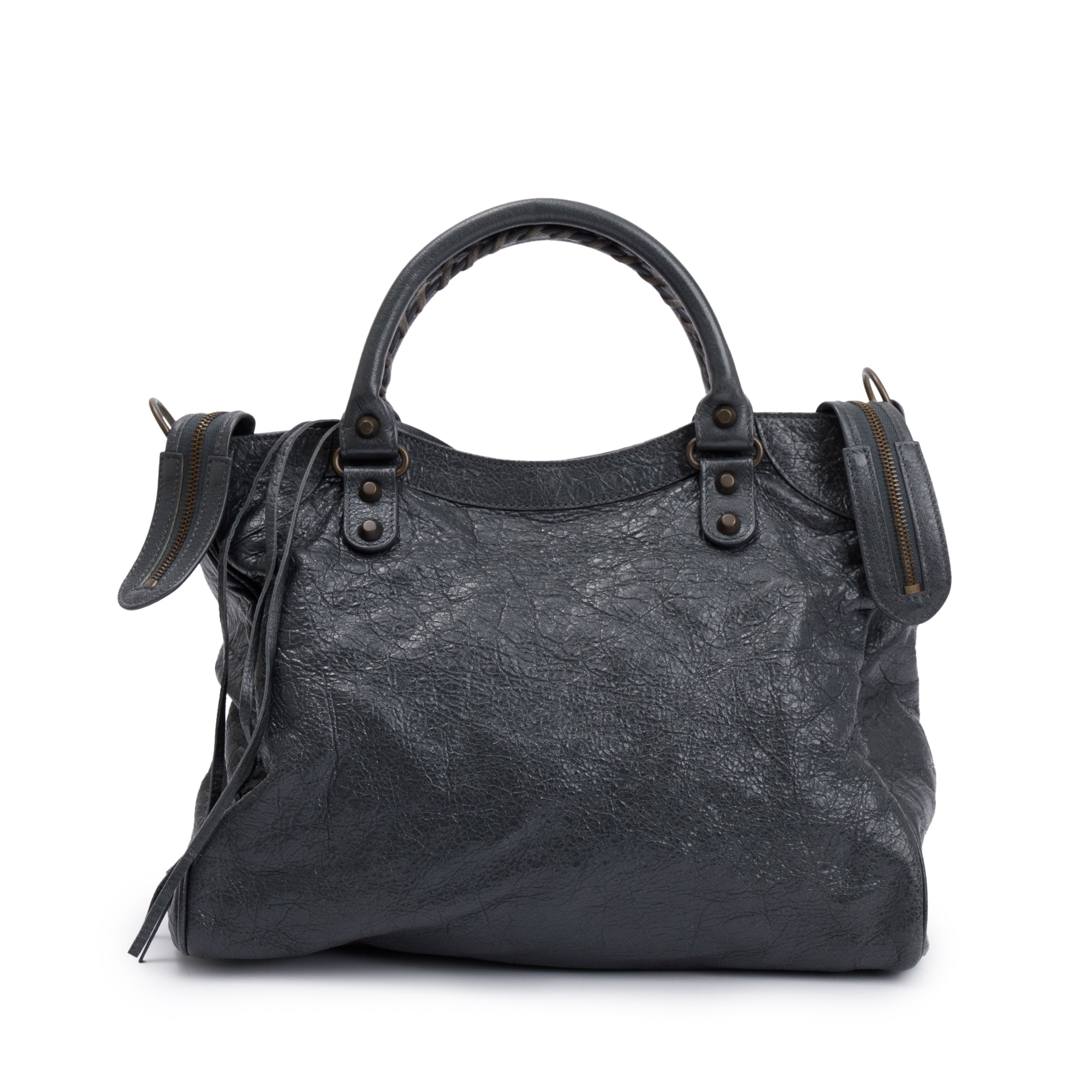 Balenciaga Grey Agneu Leather Motocross Classic City Velo Bag