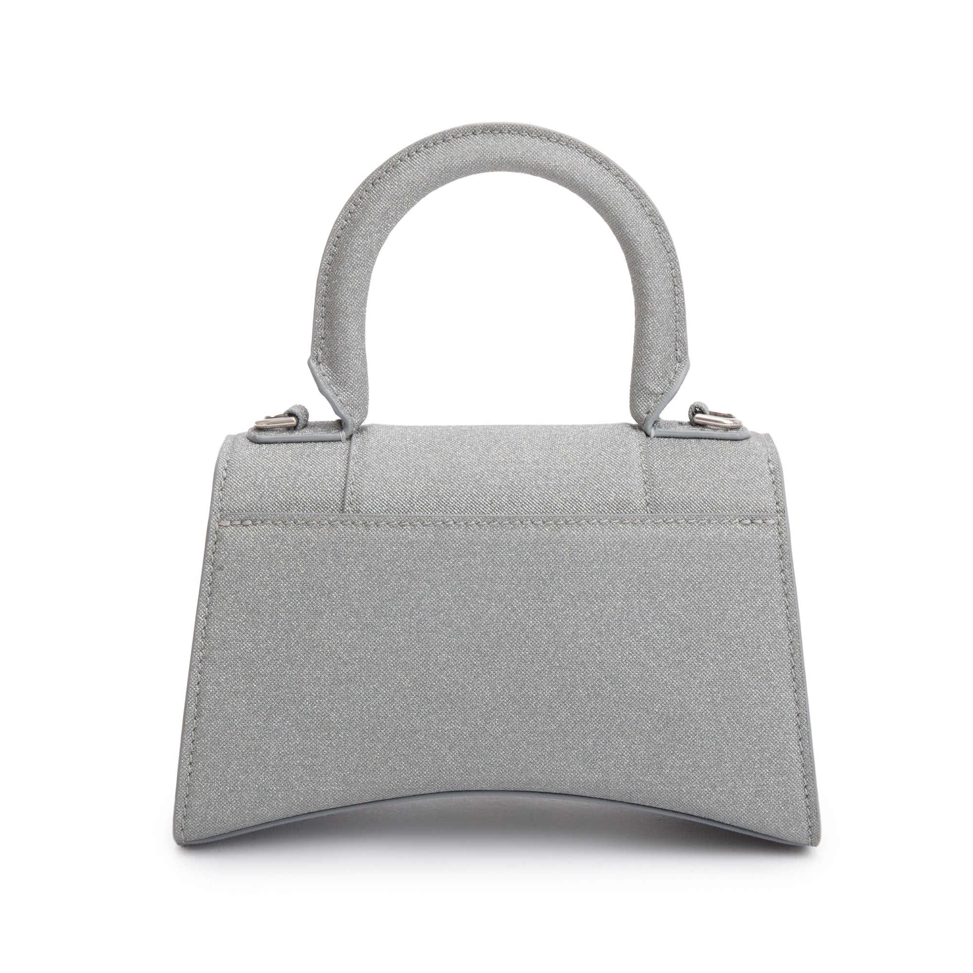 Balenciaga Grey Glitter Fabric XS Hourglass Top Handle Bag w/ Strap