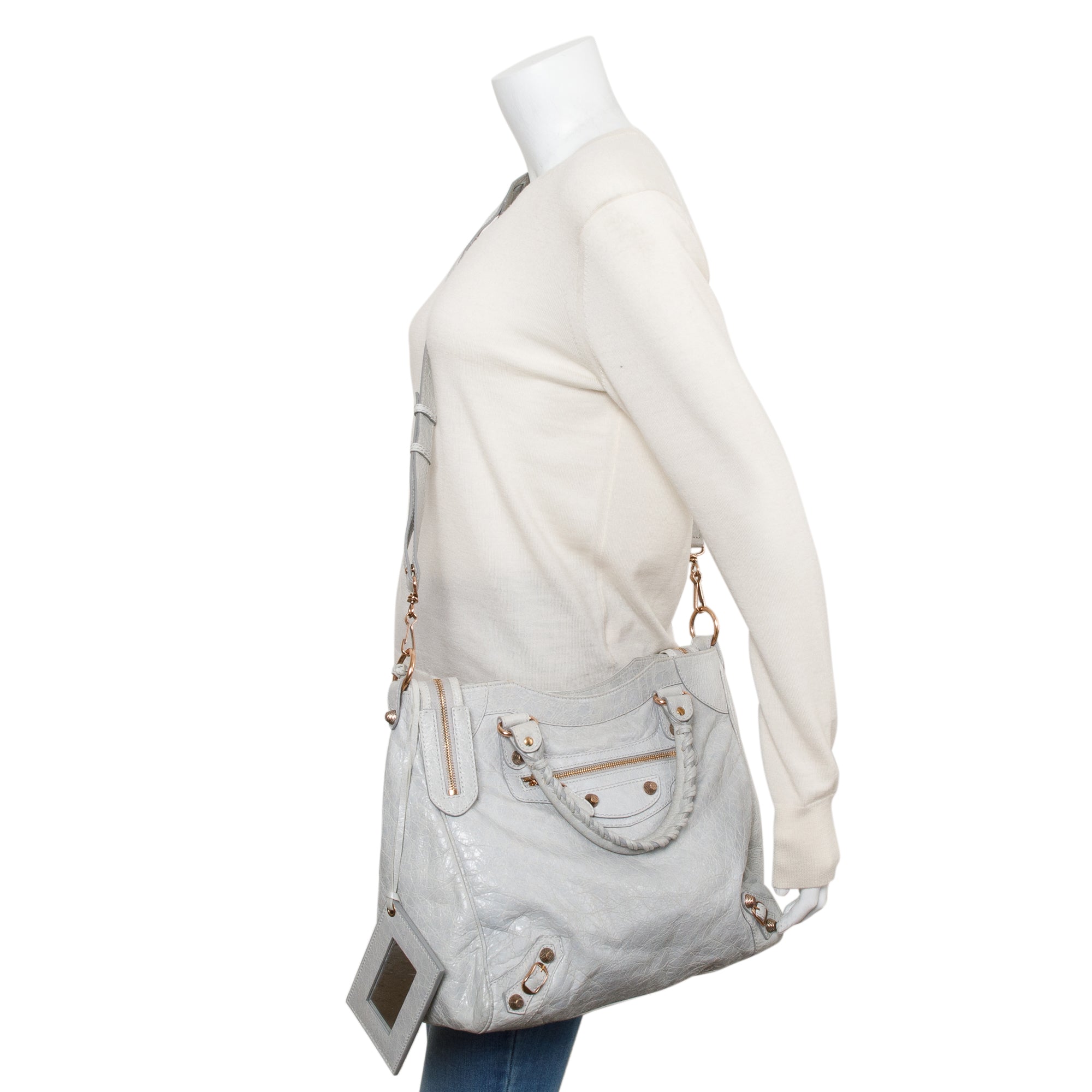 Balenciaga Grey Motocross Agneau Leather Giant 12 City Bag w/ Strap
