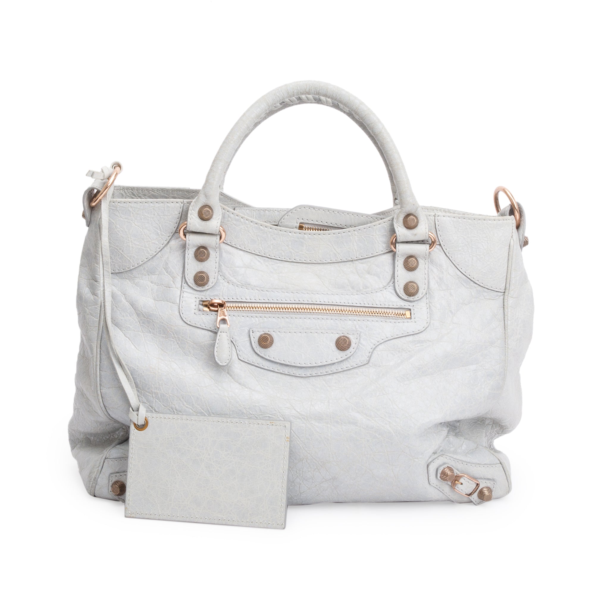 Balenciaga Grey Motocross Agneau Leather Giant 12 City Bag w/ Strap