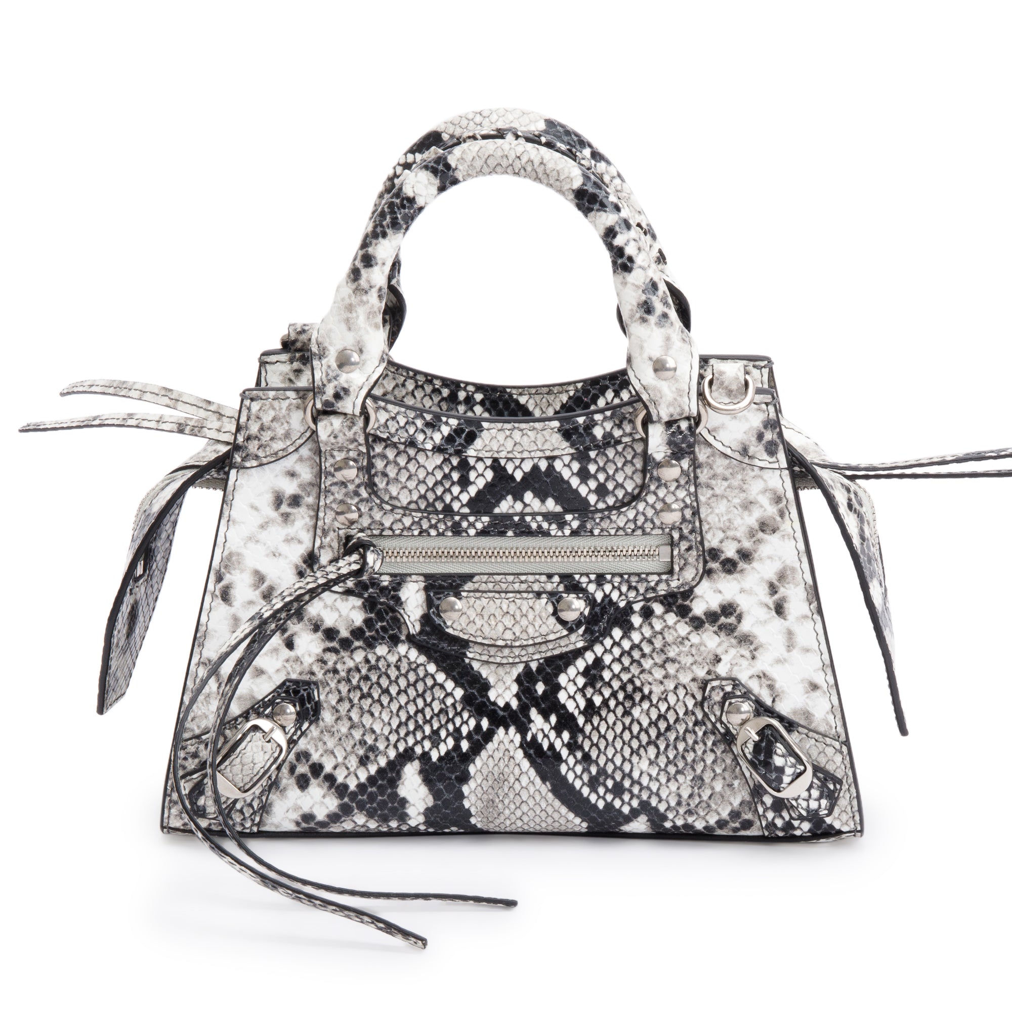 Balenciaga Grey Python Embossed Neo Classic Mini City Bag w/ Strap