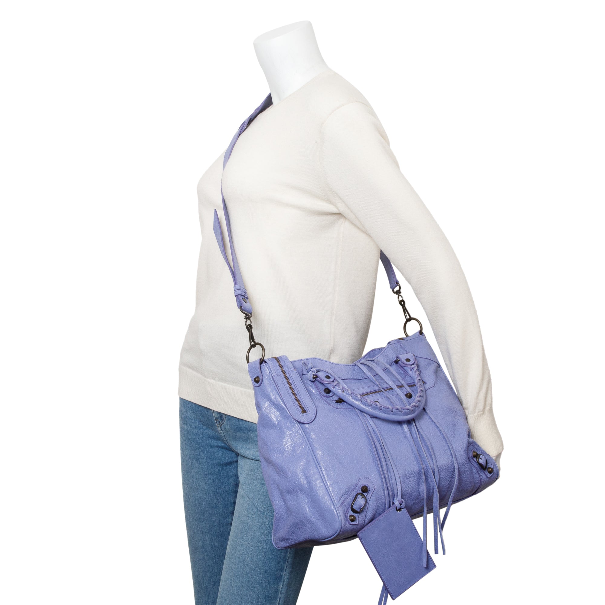 Balenciaga Lavender Agneau Leather City Velo Bag